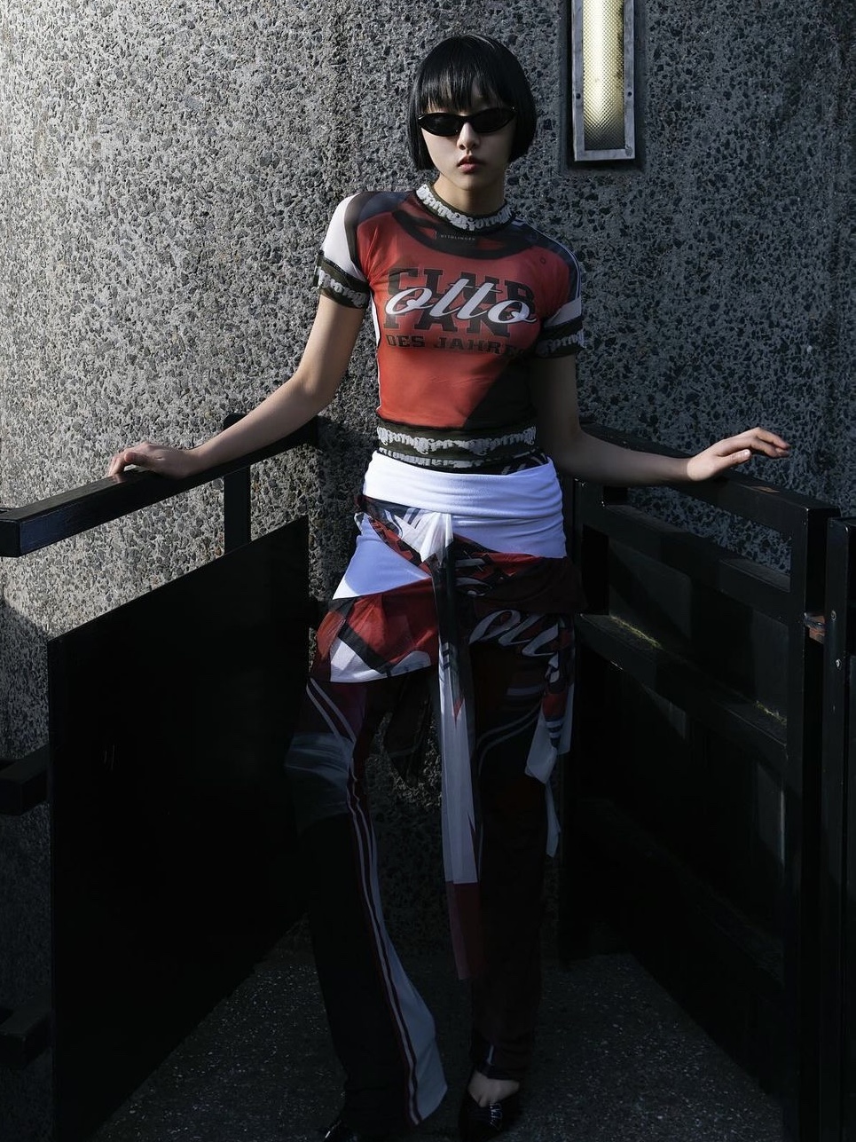 Ottolinger Women Mesh T-Shirt Soccer Print 착용 스타일 - 1