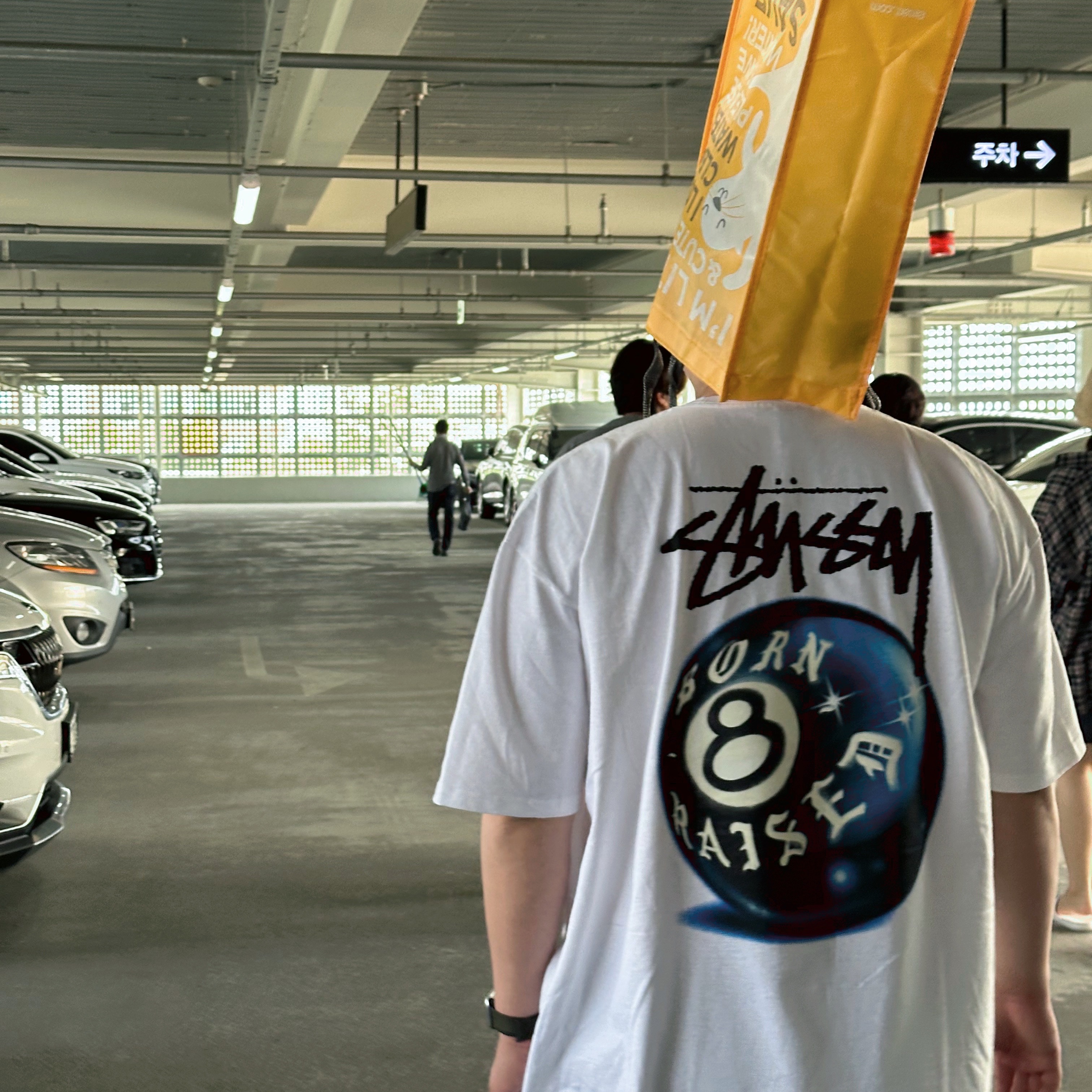 Stussy x Born X Raised 8 Ball T-Shirt White 착용 스타일