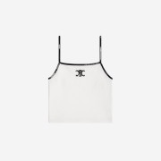 (W) Celine Embroidered Triomphe Tank Top in Cotton Jersey Off White