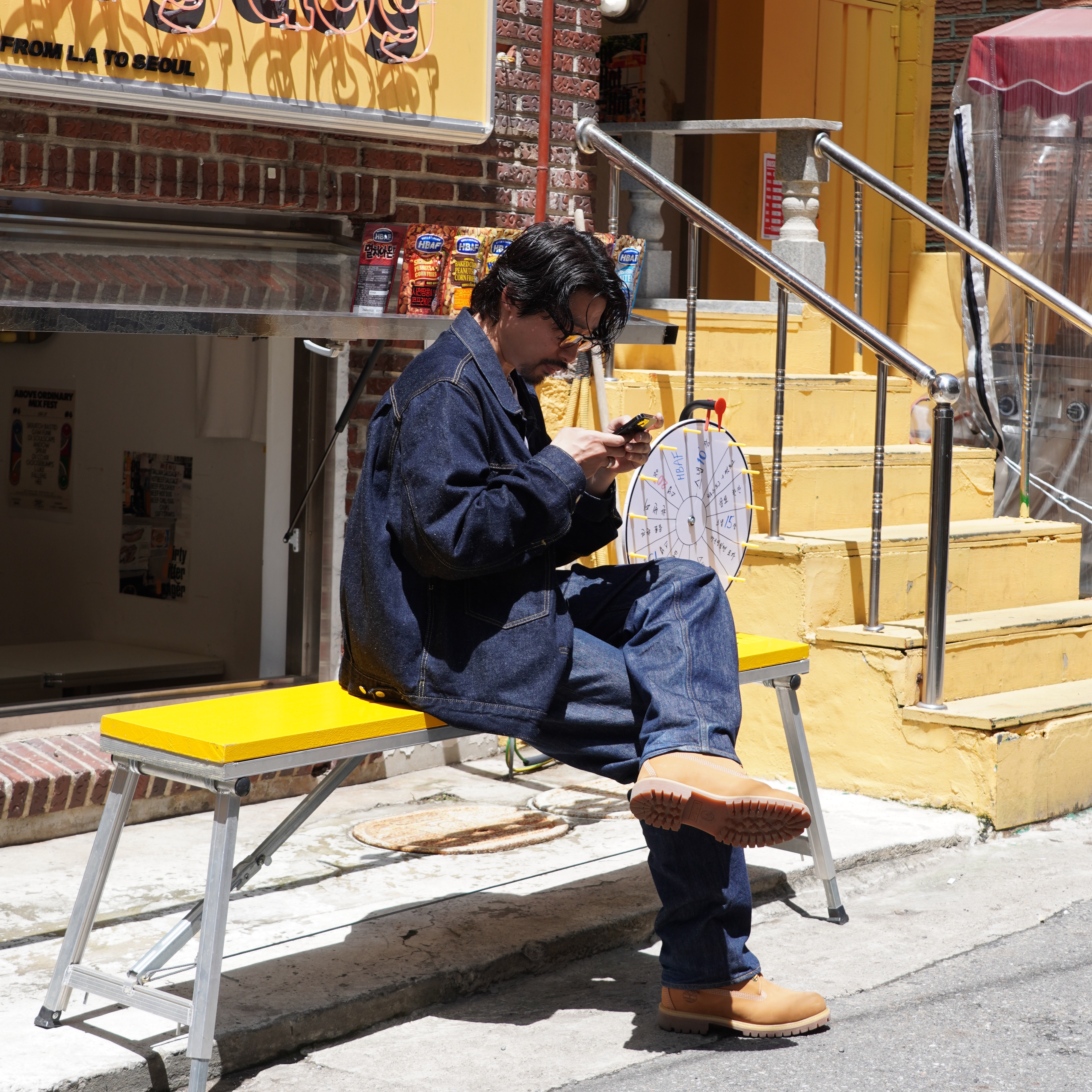 Timberland Premium 6 inch Waterproof Boot Wheat Nubuck - Wide, Auralee Hard Twist Denim 5P Pants Indigo 착용 스타일 - 6
