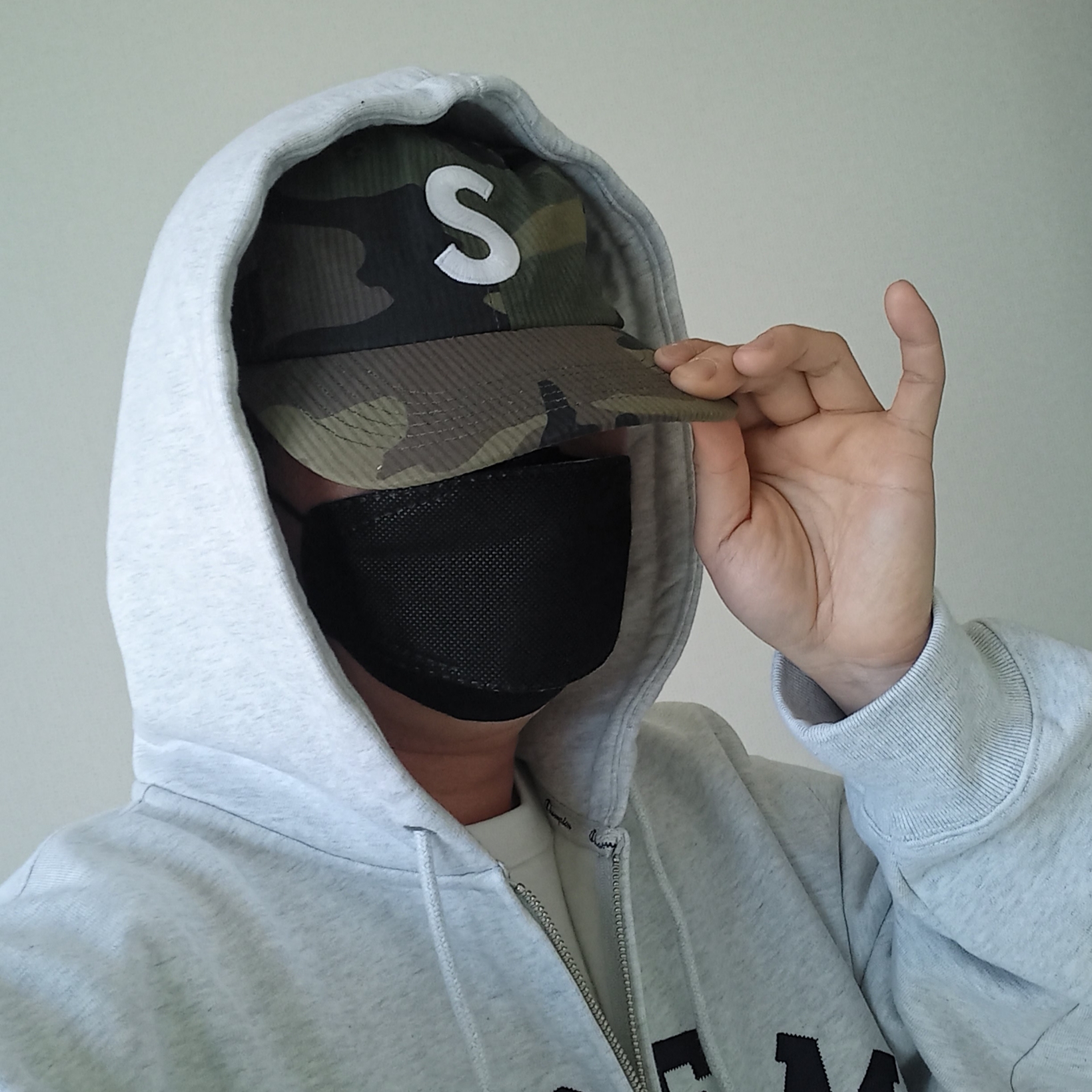 Supreme Seersucker S Logo 6-Panel Woodland Camo - 24SS, Supreme x Champion Zip Up Hooded Sweatshirt Ash Grey - 24SS 착용 스타일 - 2