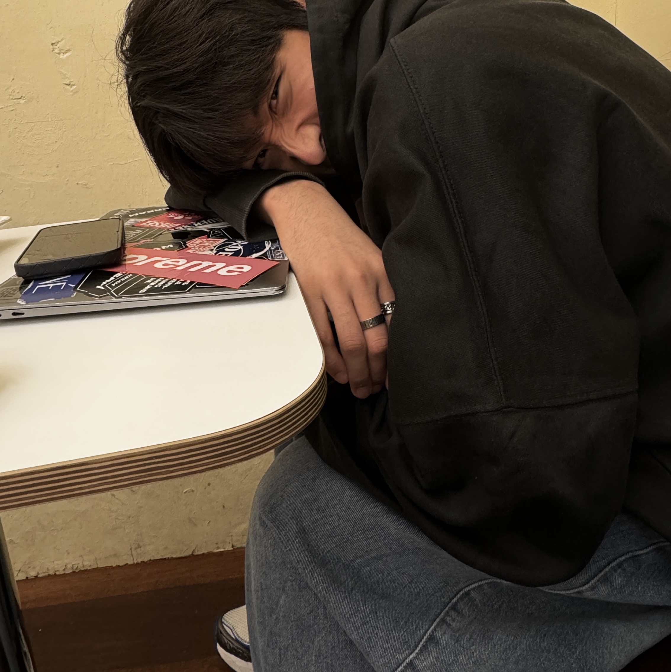 Undermycar Death Eaters Oversized Hoodie Fiesta - 23FW (Stranger Exclusive), Asics GT-2160 White Illusion Blue 착용 스타일
