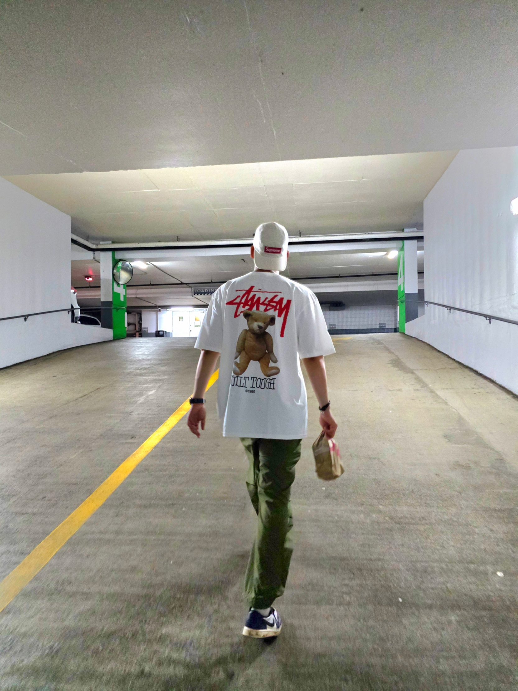 Stussy Built Tough T-Shirt White, Supreme Washed Chino Twill Camp Cap Natural - 24SS 착용 스타일 - 1