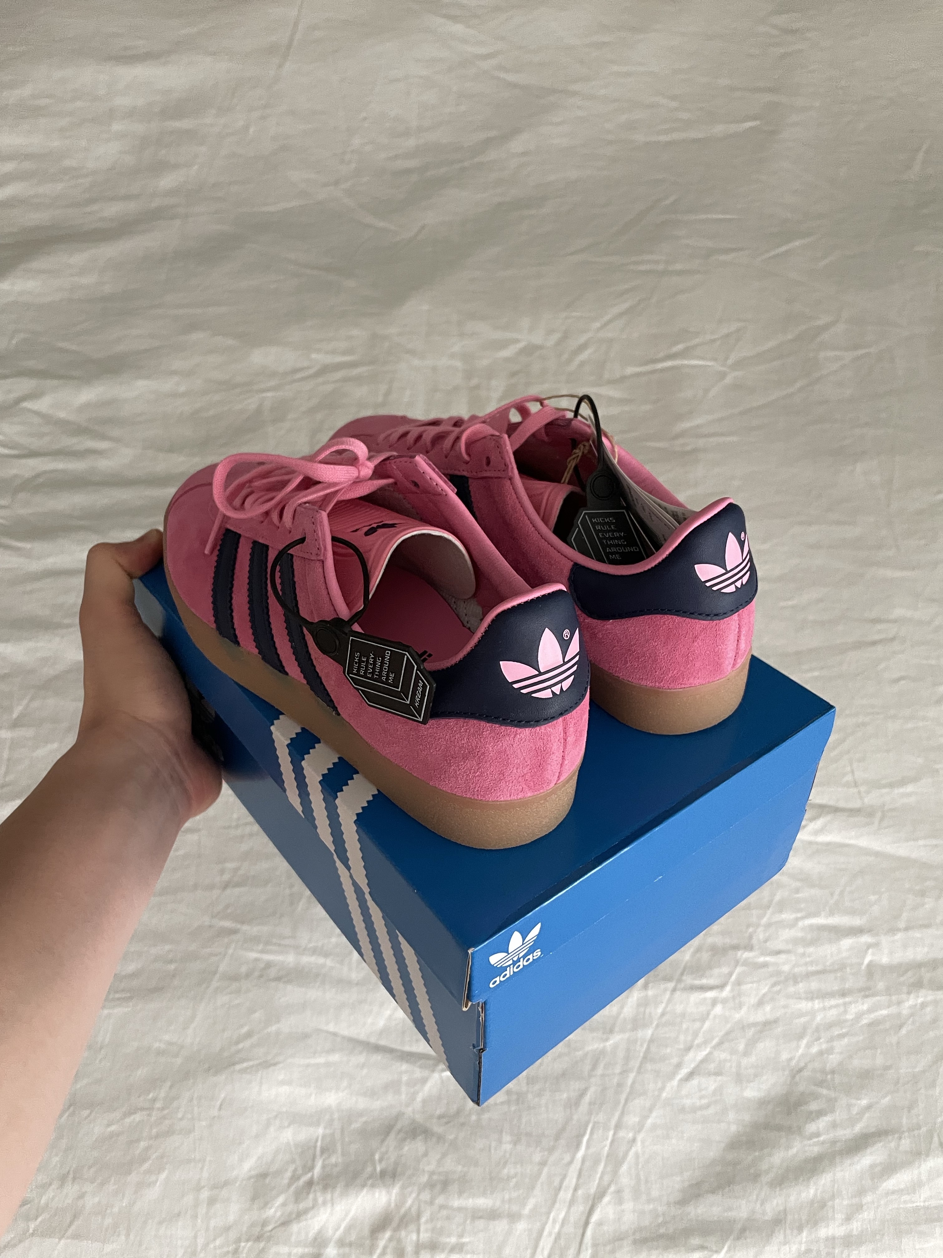 Adidas Gazelle 85 Bliss Pink Dark Blue ์ฐฉ์ฉ ์คํ์ผ - 1