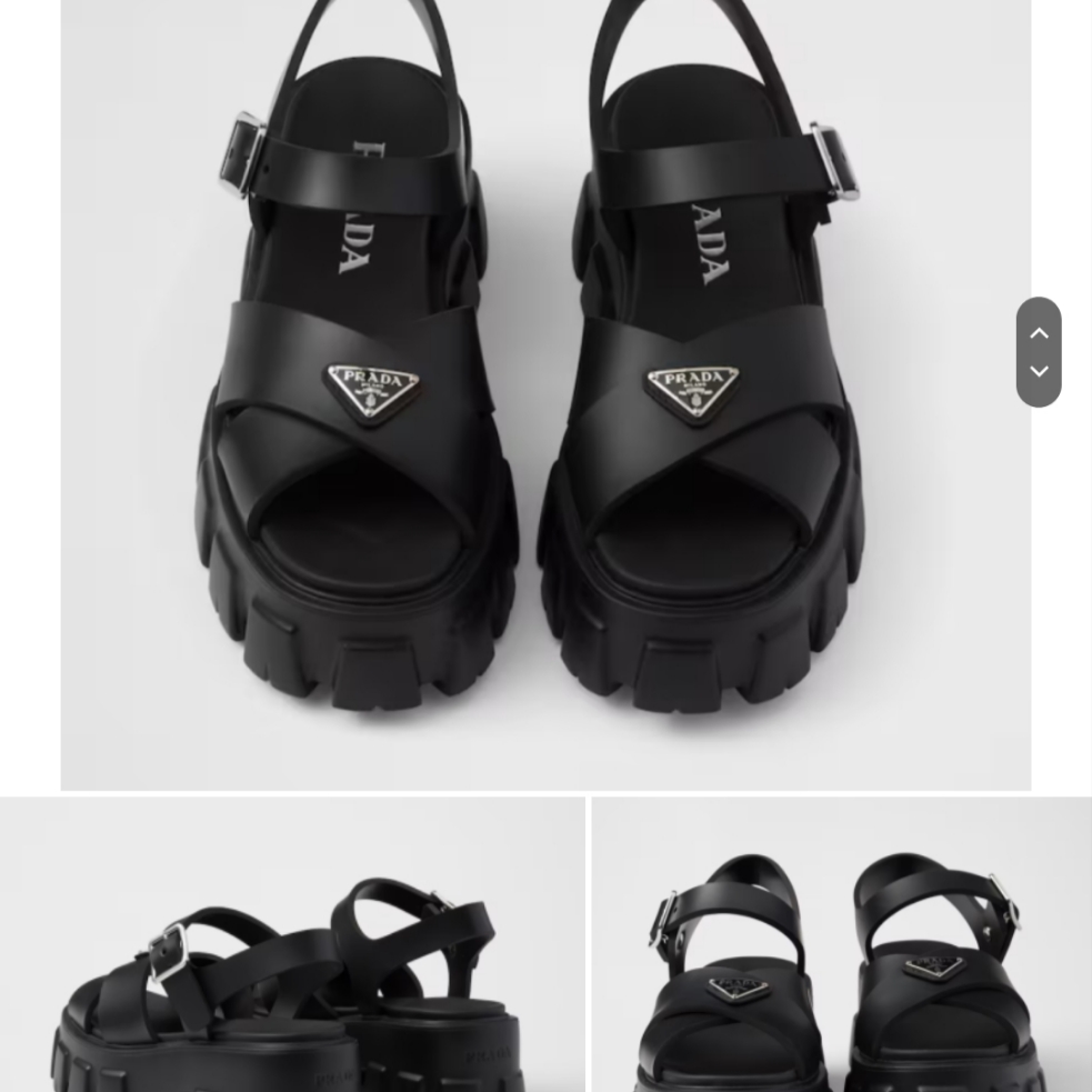 (W) Prada Monolith Rubber Sandals Black 착용 스타일