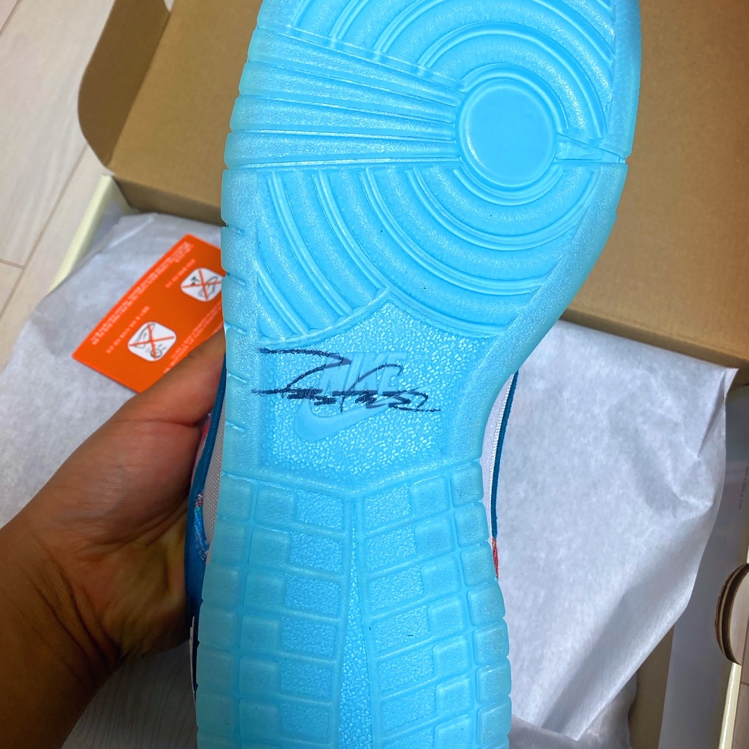 Nike x Futura Laboratories SB Dunk Low OG QS White and Geode Teal 착용 스타일 - 2
