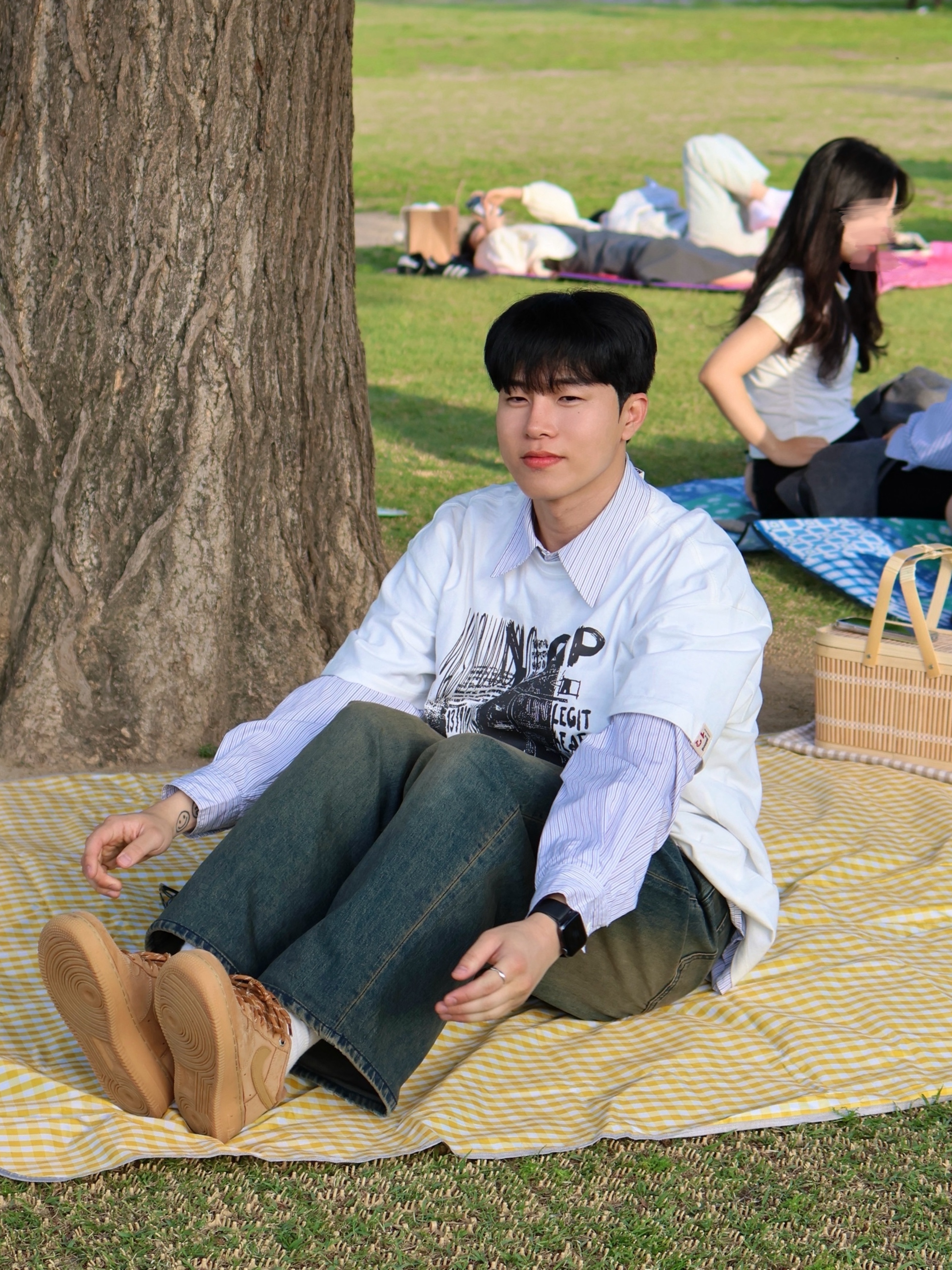 Waviness Origami Stripe Shirts Ocean Blue, Nike Air Force 1 '07 WB Flax 착용 스타일 - 1