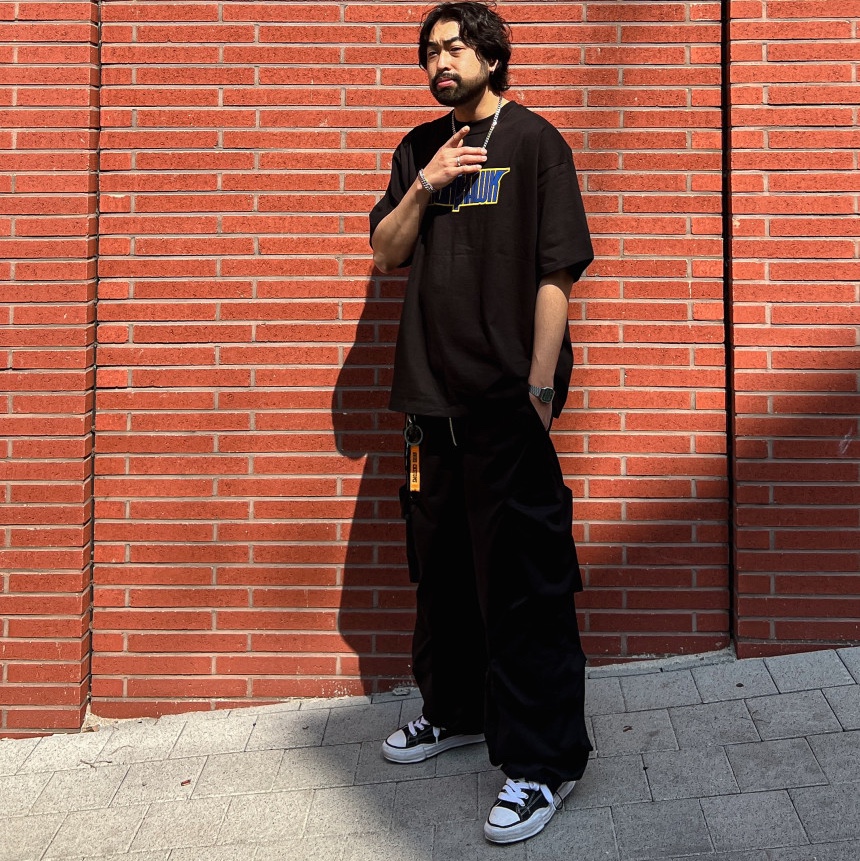 Maison Mihara Yasuhiro Peterson OG Sole Canvas Low Sneakers Black 착용 스타일 - 2