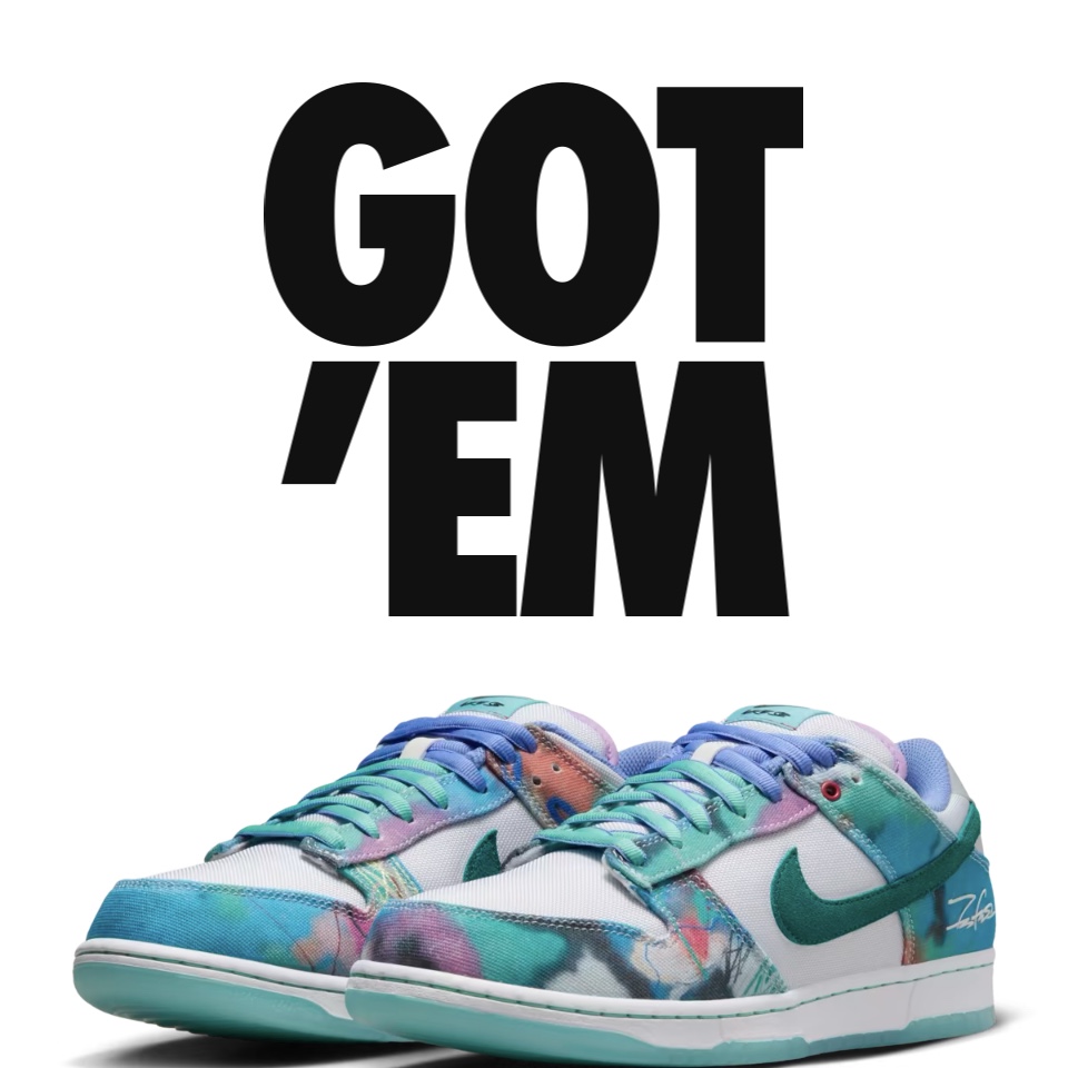 Nike x Futura Laboratories SB Dunk Low OG QS White and Geode Teal 착용 스타일
