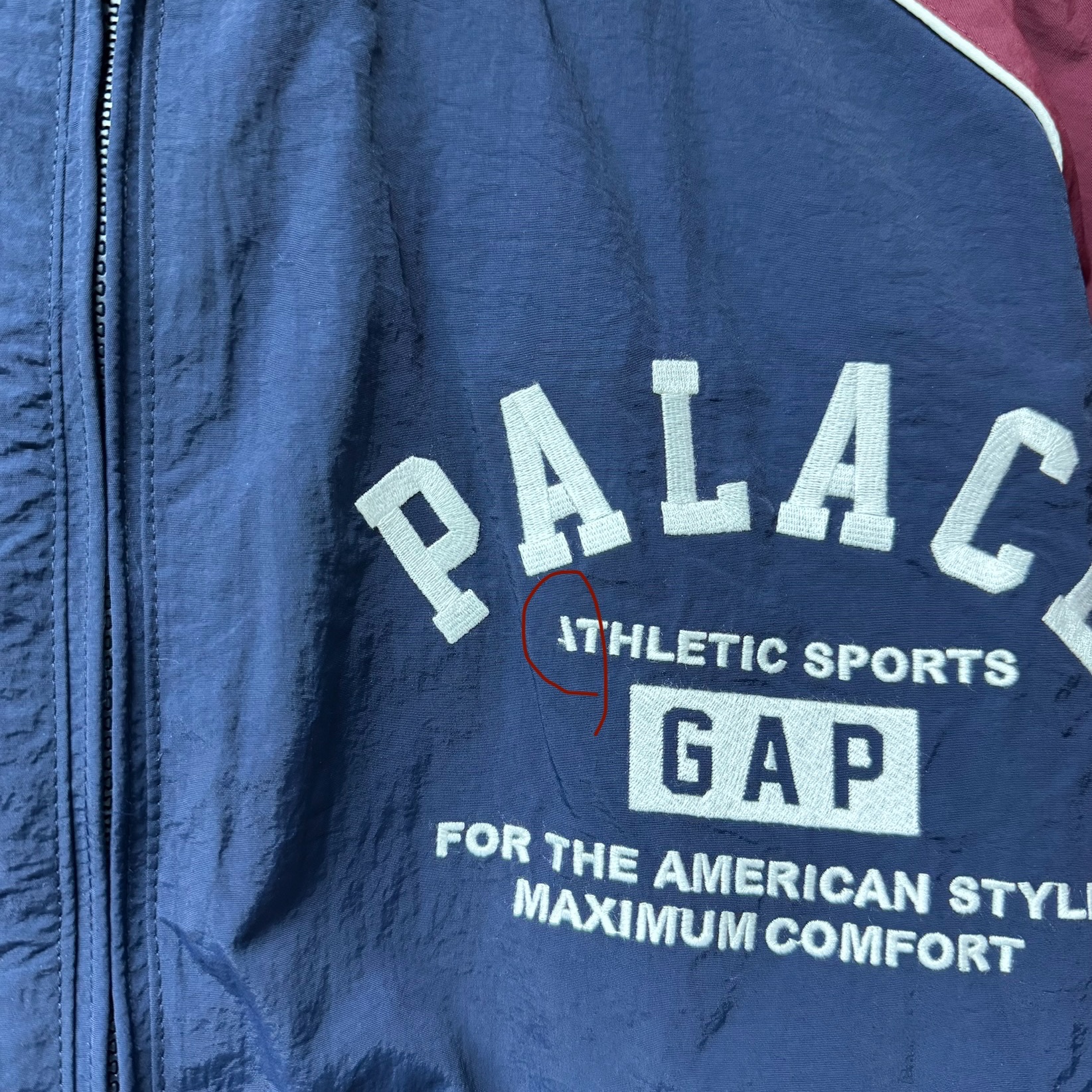Palace x Gap Nylon Track Top Navy Red - 24SS 착용 스타일 - 2