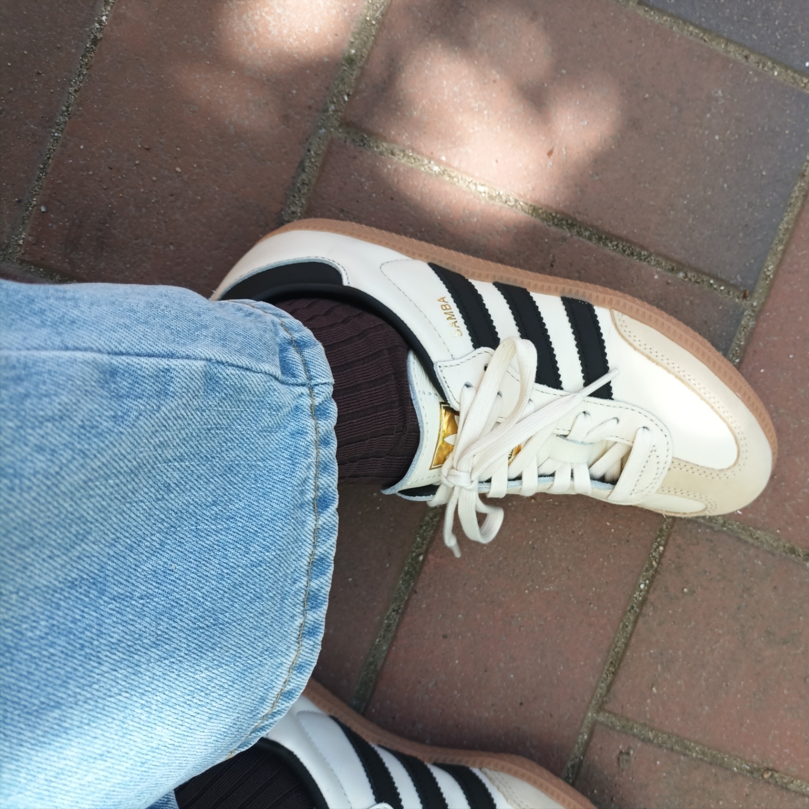 (W) Adidas Samba OG Cream White Core Black 착용 스타일 - 2