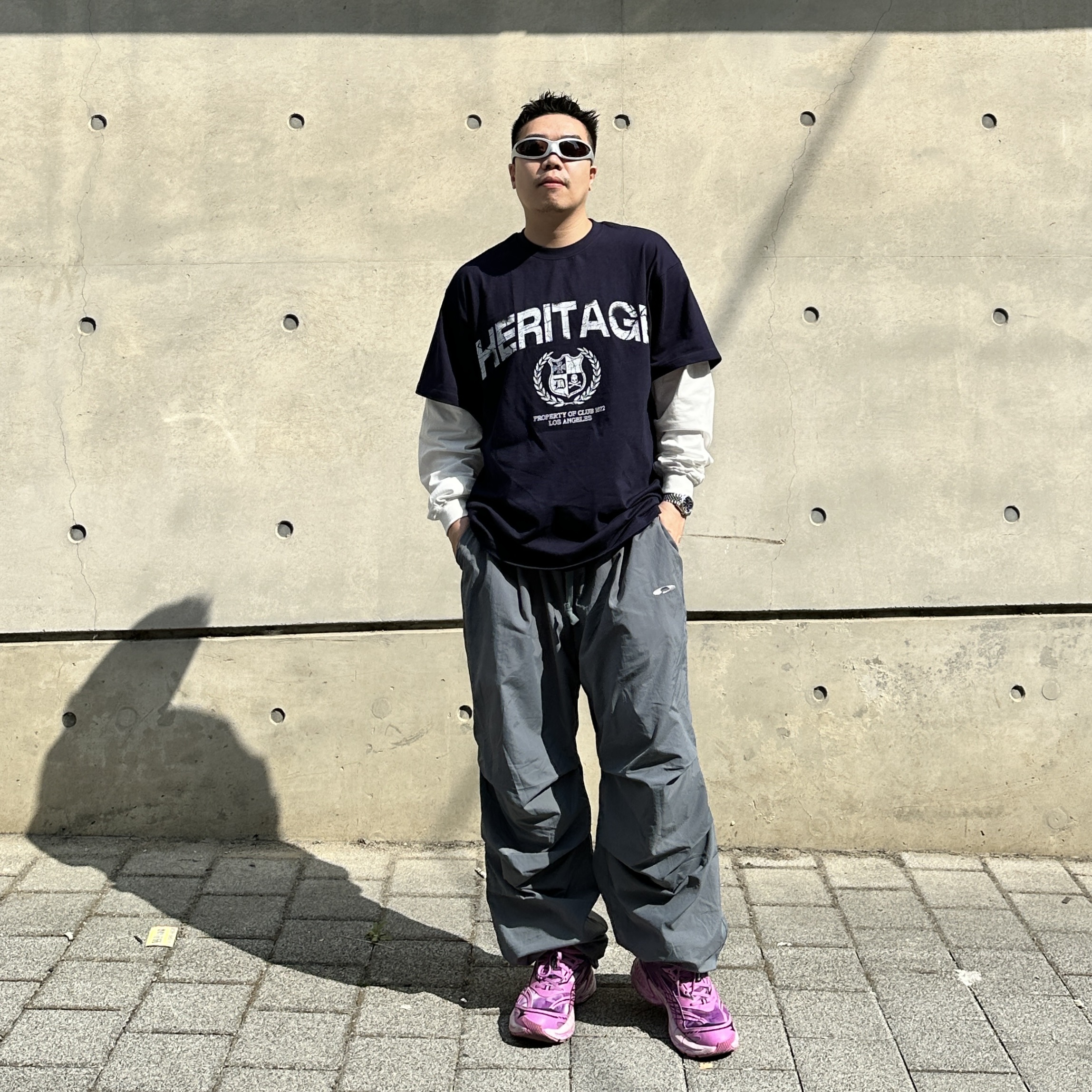 Puma x Pleasures Velophasis Overdyed Grape Wine 착용 스타일