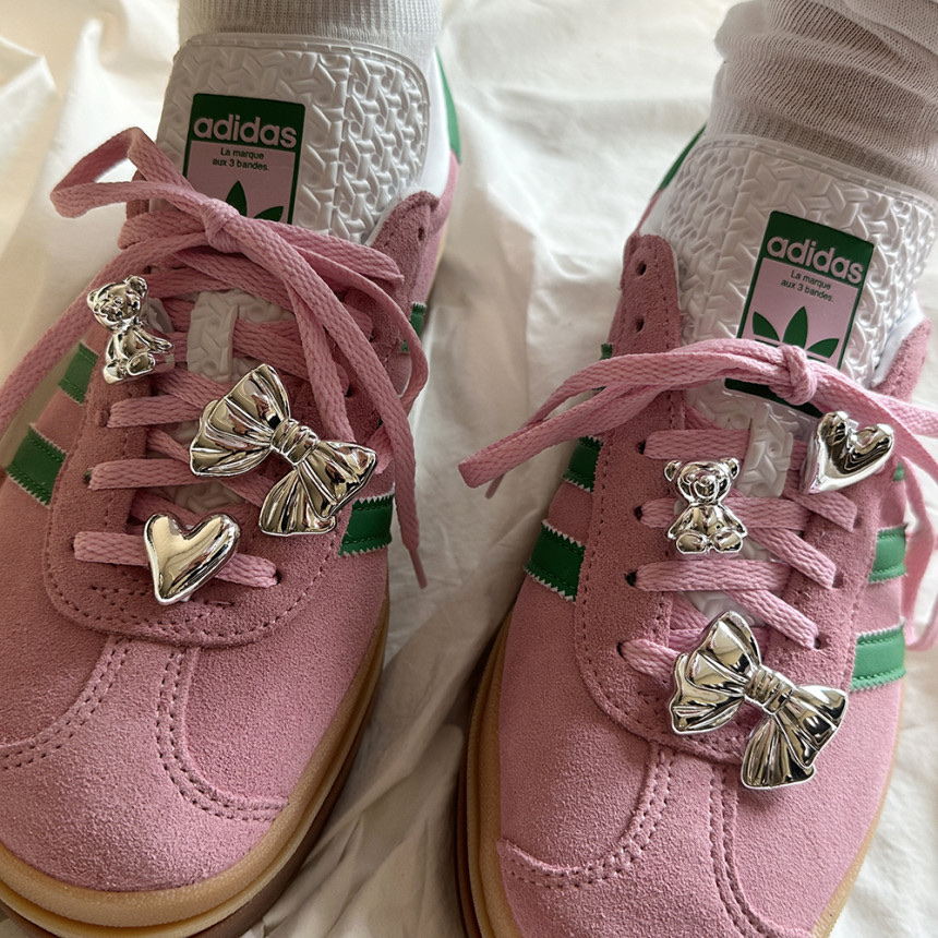 (W) Adidas Gazelle Bold True Pink Green 착용 스타일 - 1