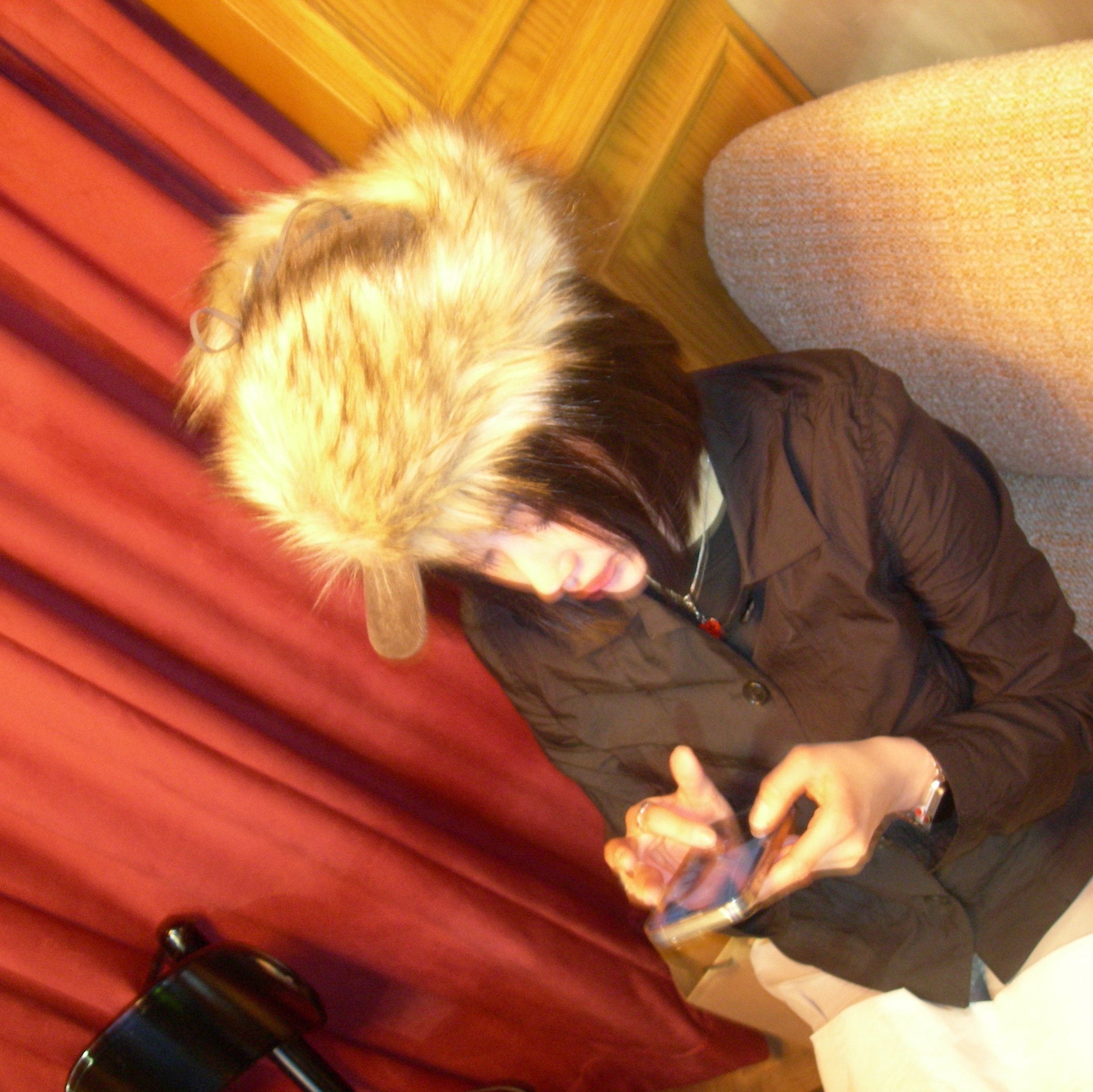 Open Yy Faux Fur Corduroy Earflap Cap Khaki 착용 스타일 - 1