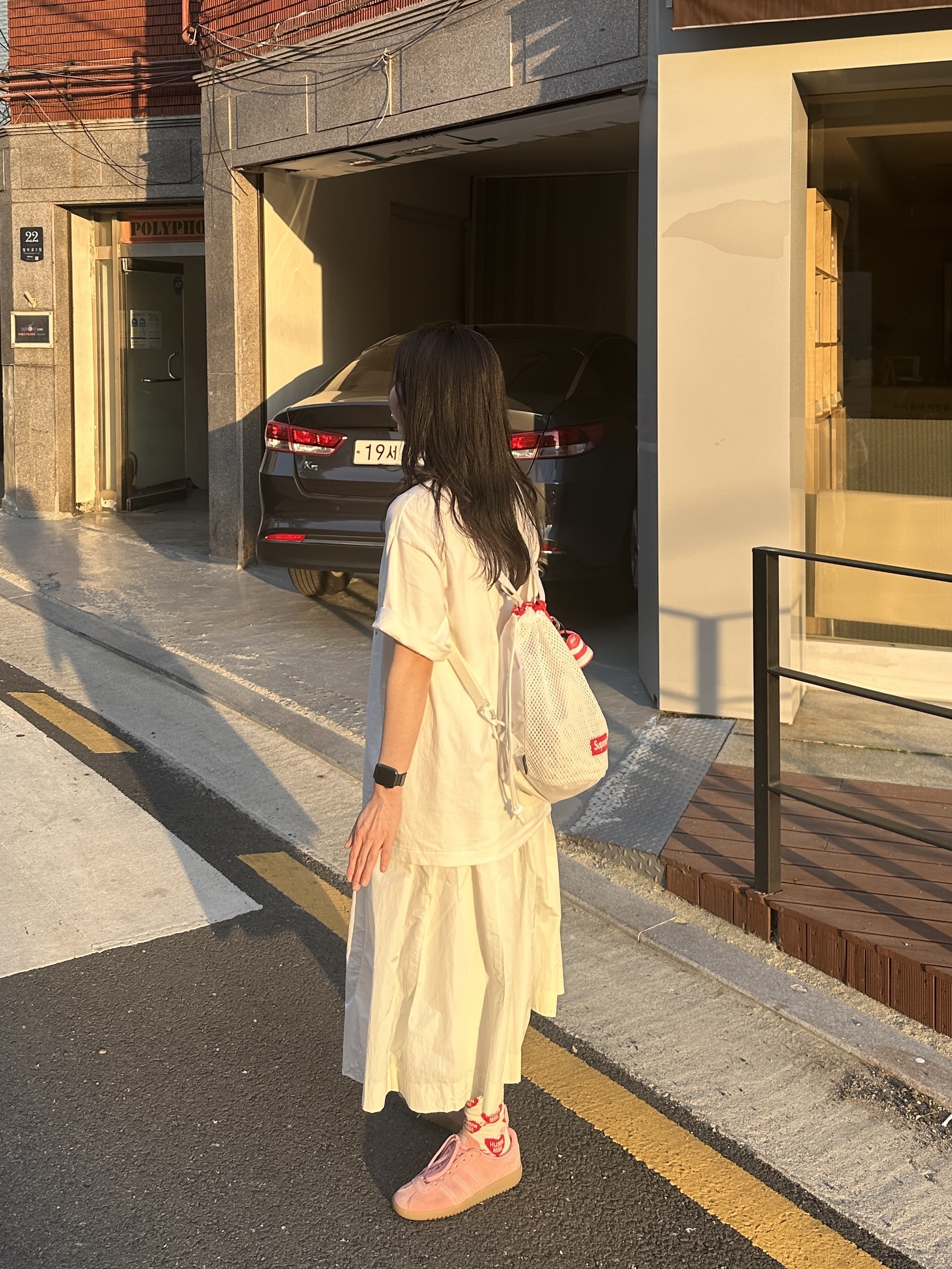 Human Made Keiko Sootome T-shirt #17 White, Human Made Heart Pattern Socks Red 착용 스타일 - 3