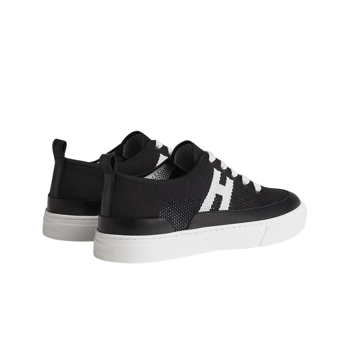 (W) 에르메스 딥 스니커즈 니트 카프스킨 & 누아 블랑((W) Hermes Deep Sneakers Knit Calfskin & Noir Blanc) - 3