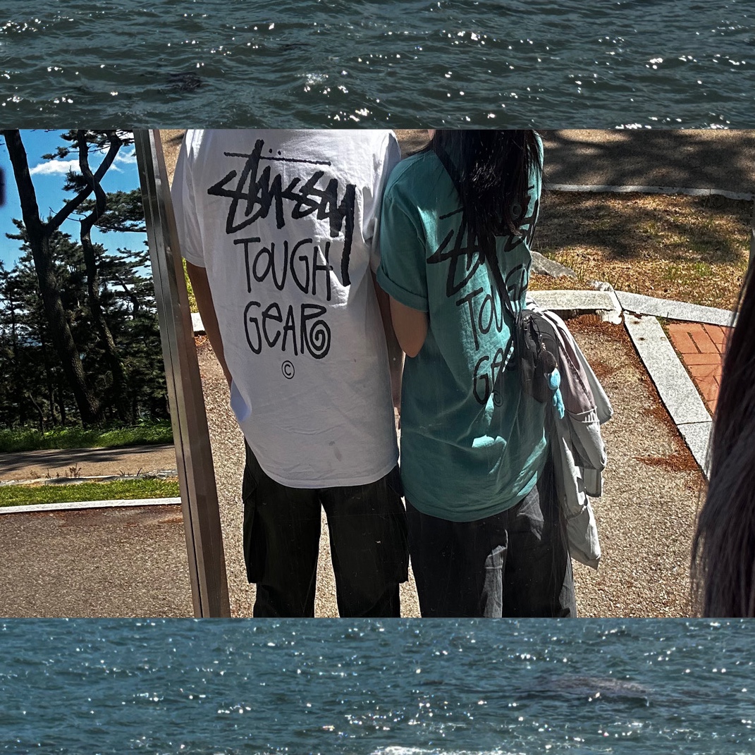 Stussy Tough Gear T-Shirt Ocean, Stussy Tough Gear T-Shirt White 착용 스타일