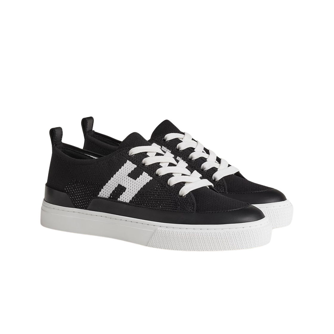 (W) 에르메스 딥 스니커즈 니트 카프스킨 & 누아 블랑((W) Hermes Deep Sneakers Knit Calfskin & Noir Blanc) - 2