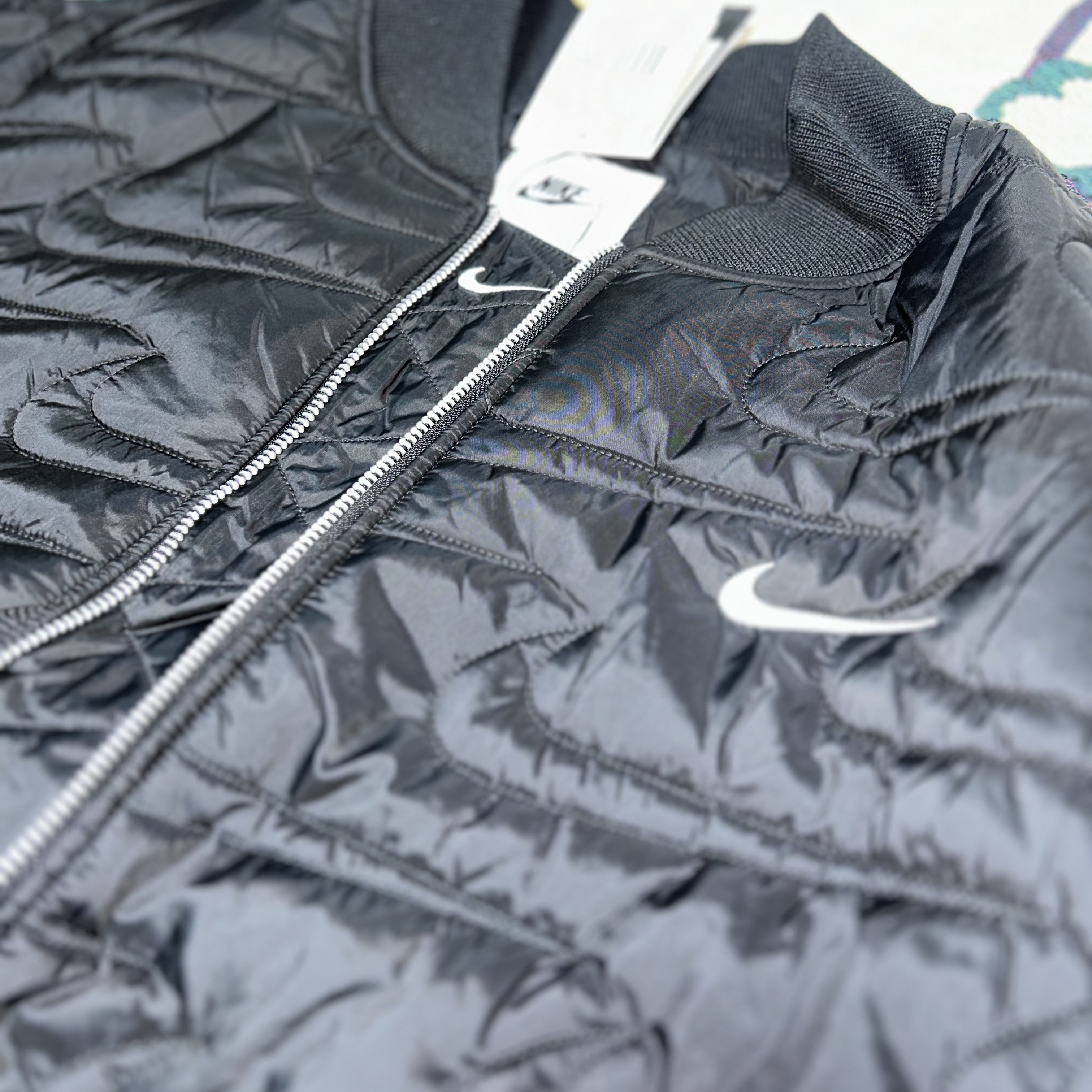 Nike NSW Swoosh Quilted Jacket Black - Asia 착용 스타일 - 1