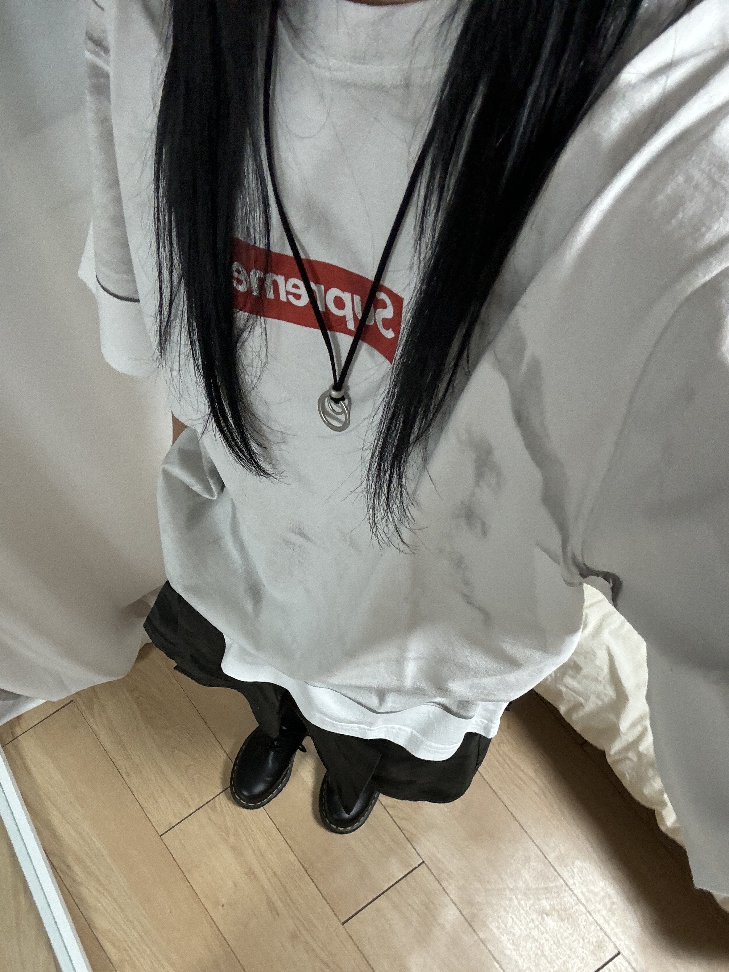 Supreme x MM6 Maison Margiela Box Logo T-Shirt White - 24SS, Dr. Martens 1461 Bex Black 착용 스타일