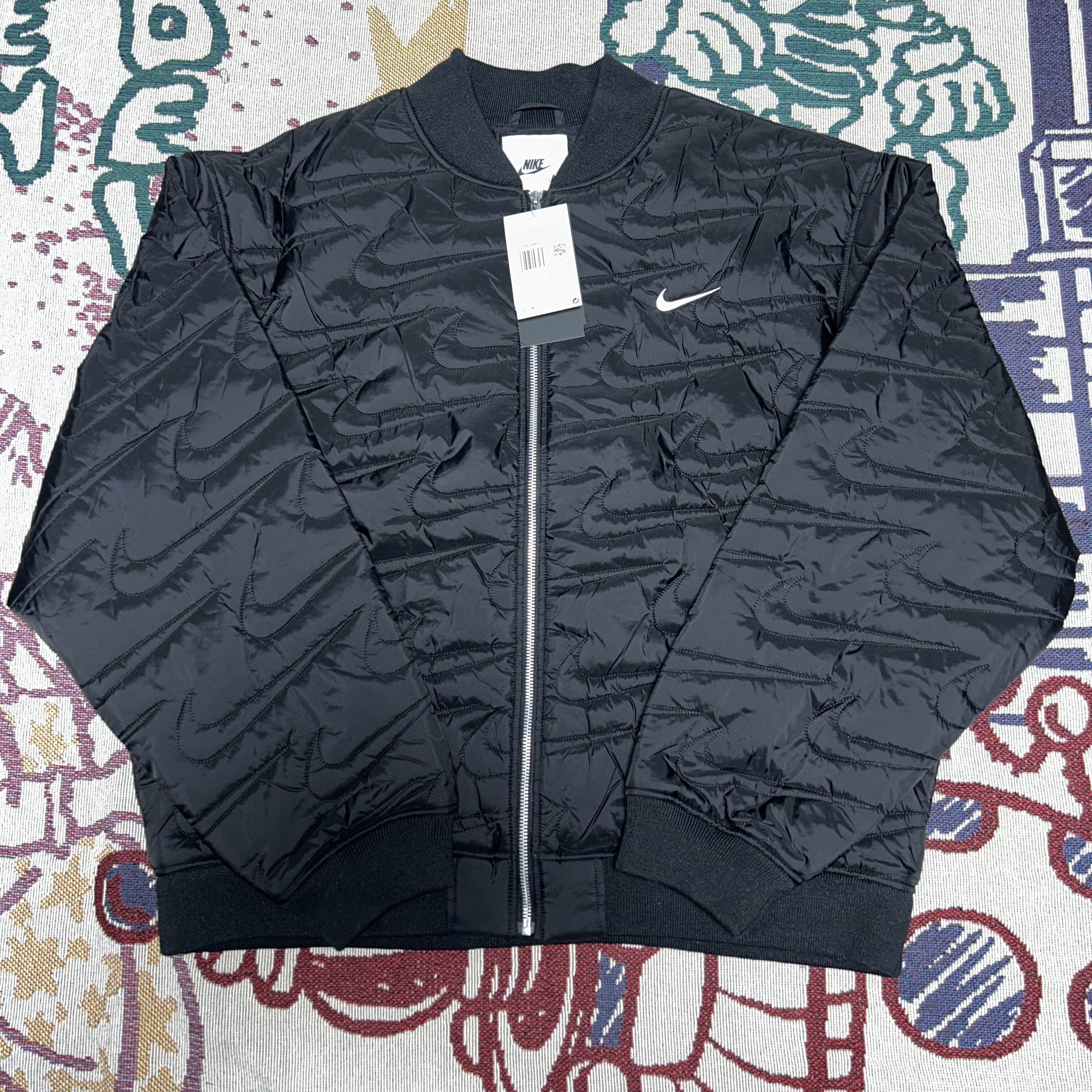 Nike NSW Swoosh Quilted Jacket Black - Asia 착용 스타일 - 2