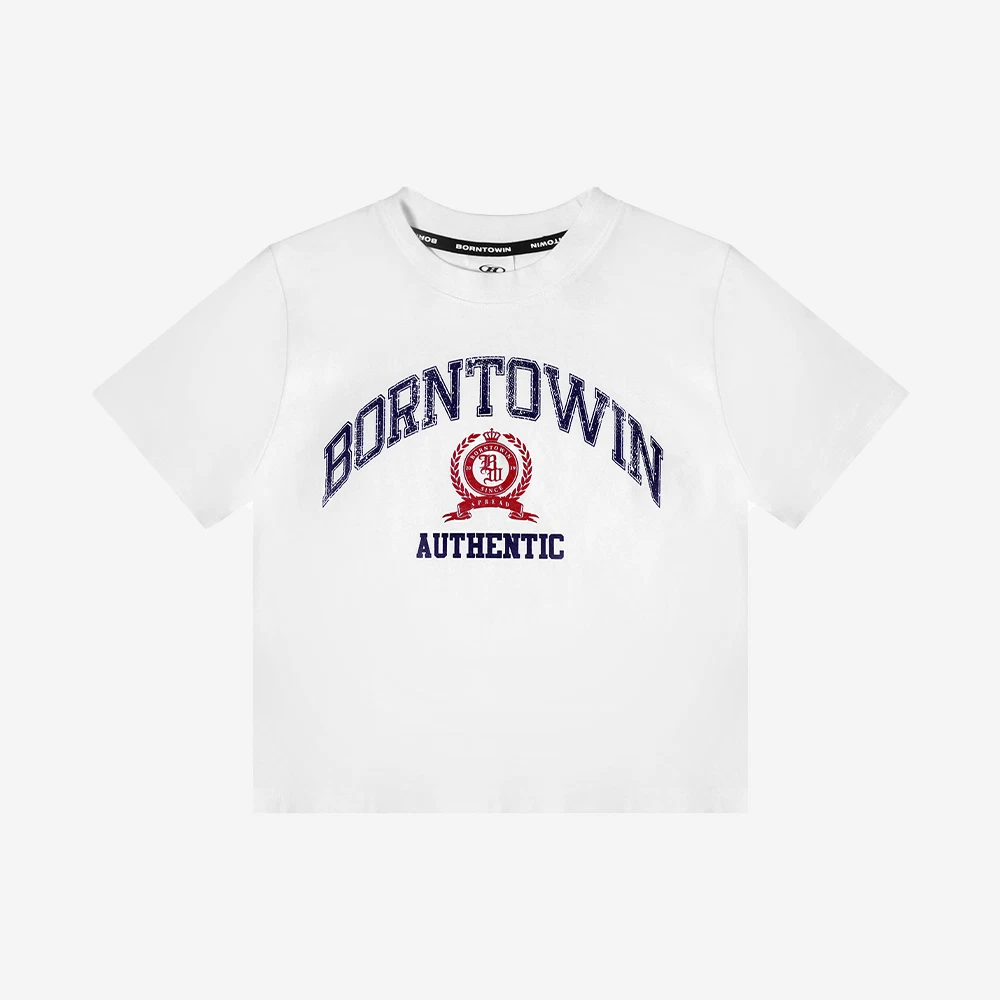 본투윈 크랙 BORNTOWIN 엠블렘 크롭 티셔츠 화이트 | BORN TO WIN | KREAM BORN TO WIN Crack BORNTOWIN Emblem Crop T-Shirts White