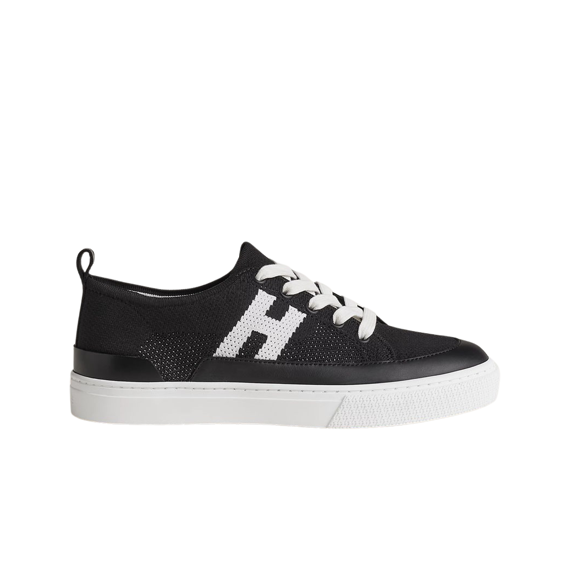 H231020Z02 (W) Hermes Deep Sneakers Knit Calfskin & Noir Blanc