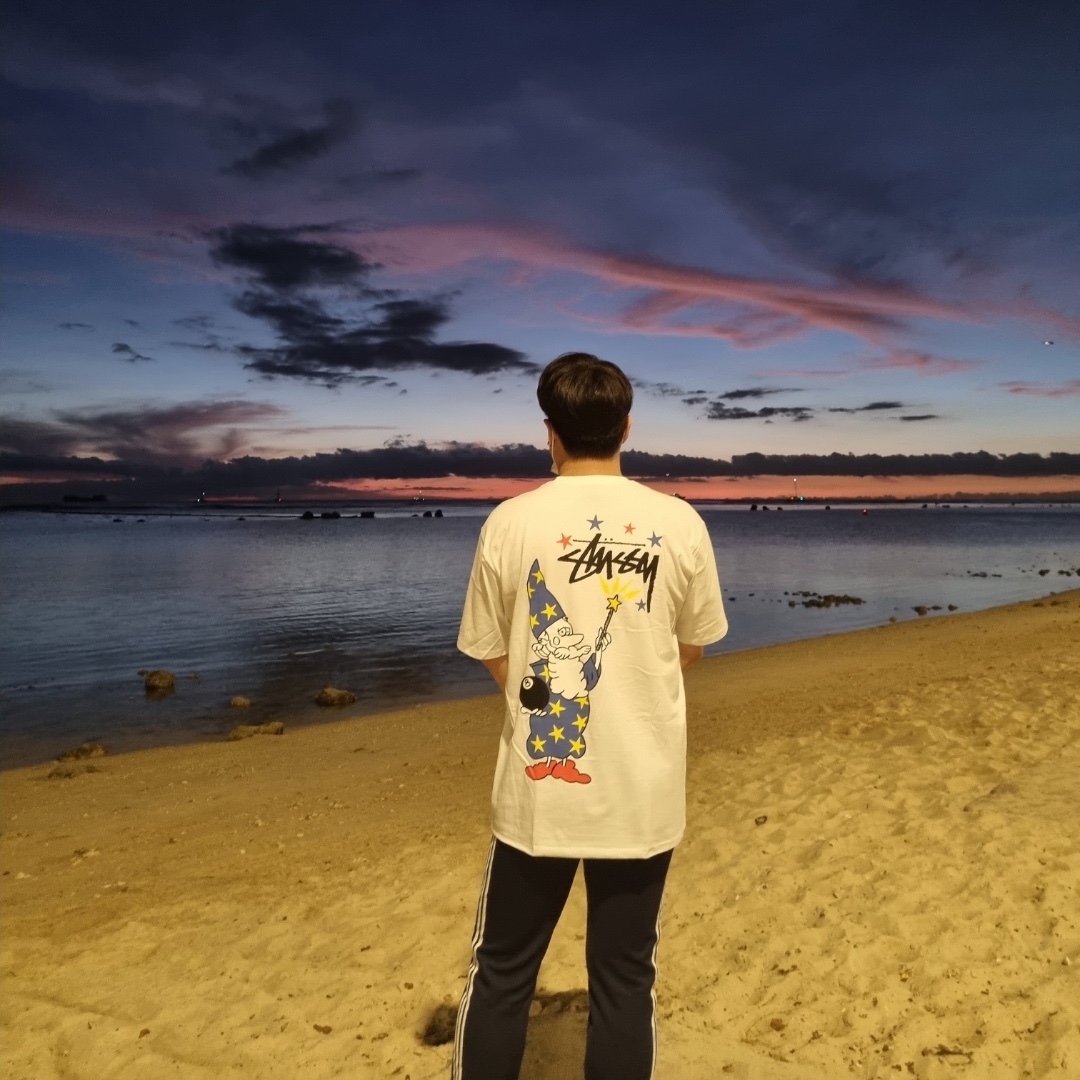 Stussy Wizard T-Shirt White 착용 스타일 - 2
