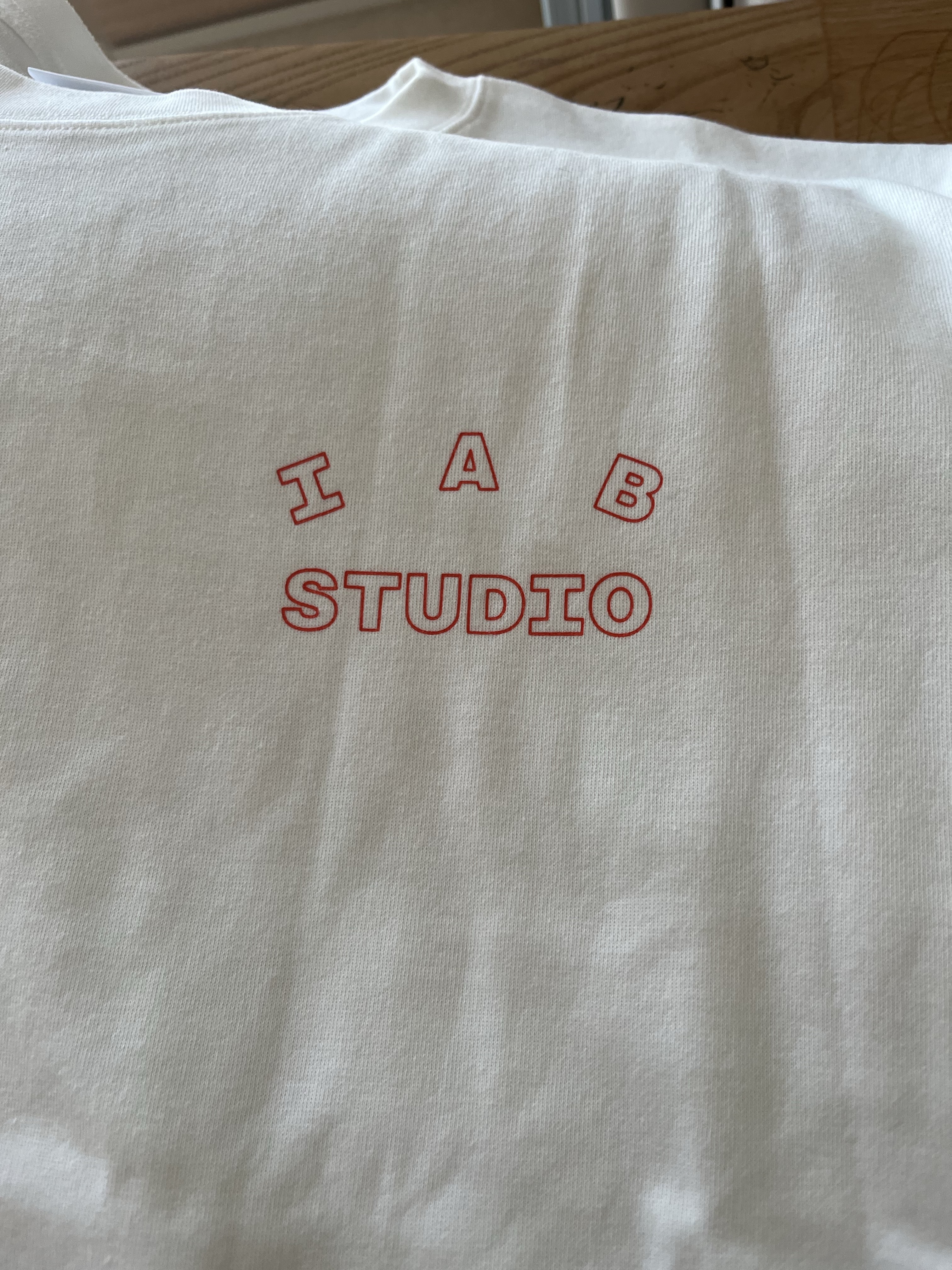 IAB Studio Line Logo T-Shirt White Orange 착용 스타일 - 2