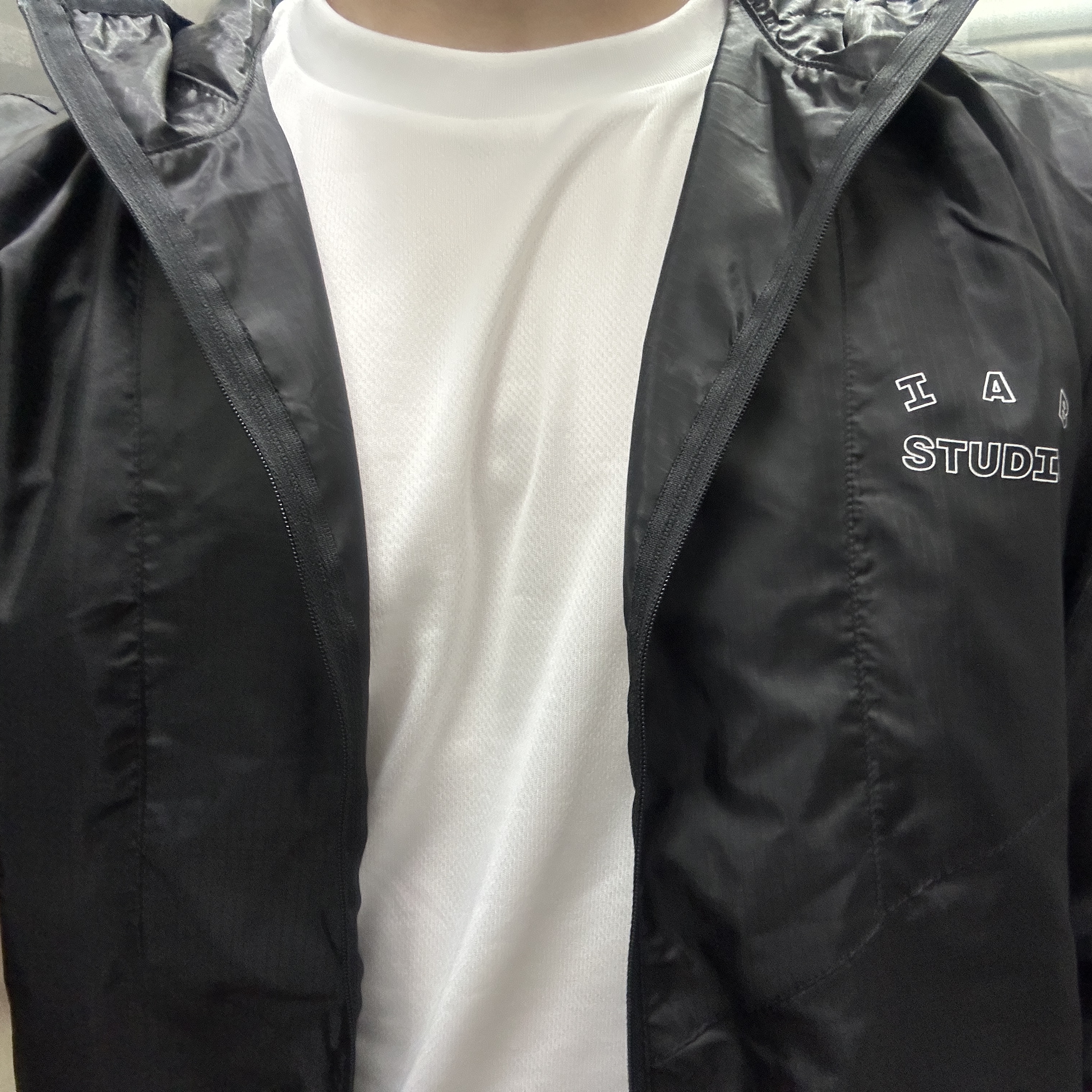 IAB Studio Ripstop Wind Jacket Black 착용 스타일