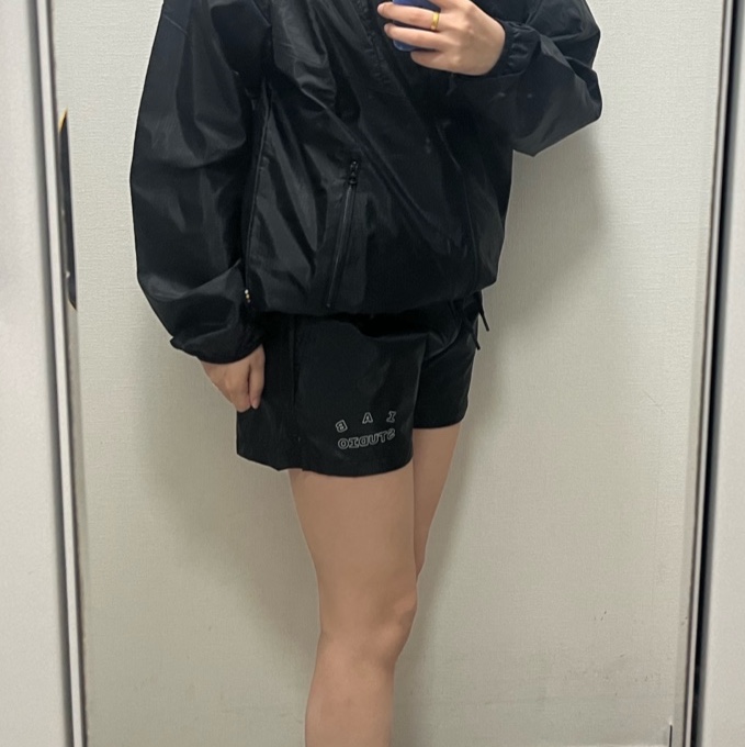 IAB Studio Ripstop Wind Jacket Black, IAB Studio Ripstop Shorts Black 착용 스타일