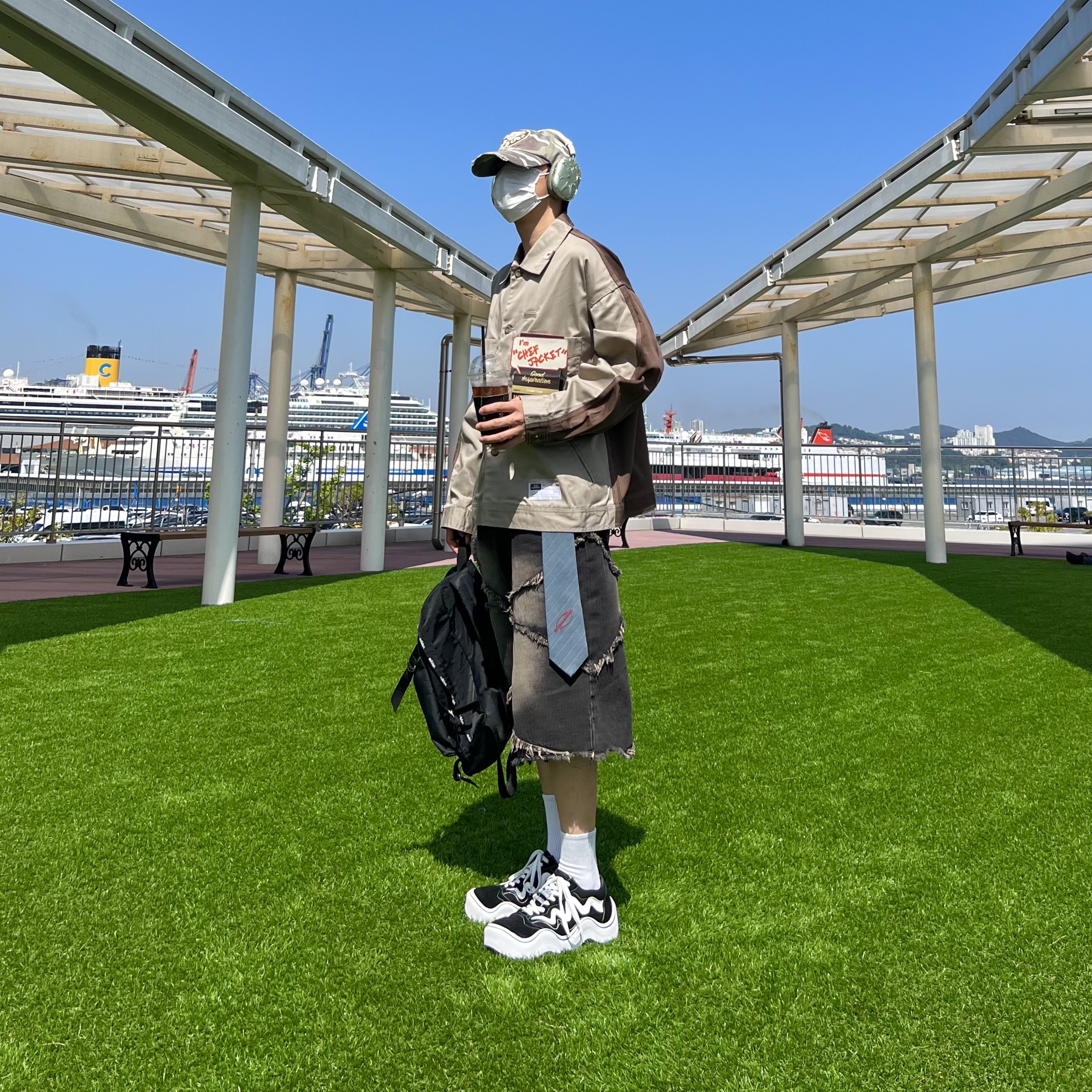 ETCE Ghost Cap Washed Camo, Apple AirPods Max Lightning Green (Korean Ver.) 착용 스타일 - 2