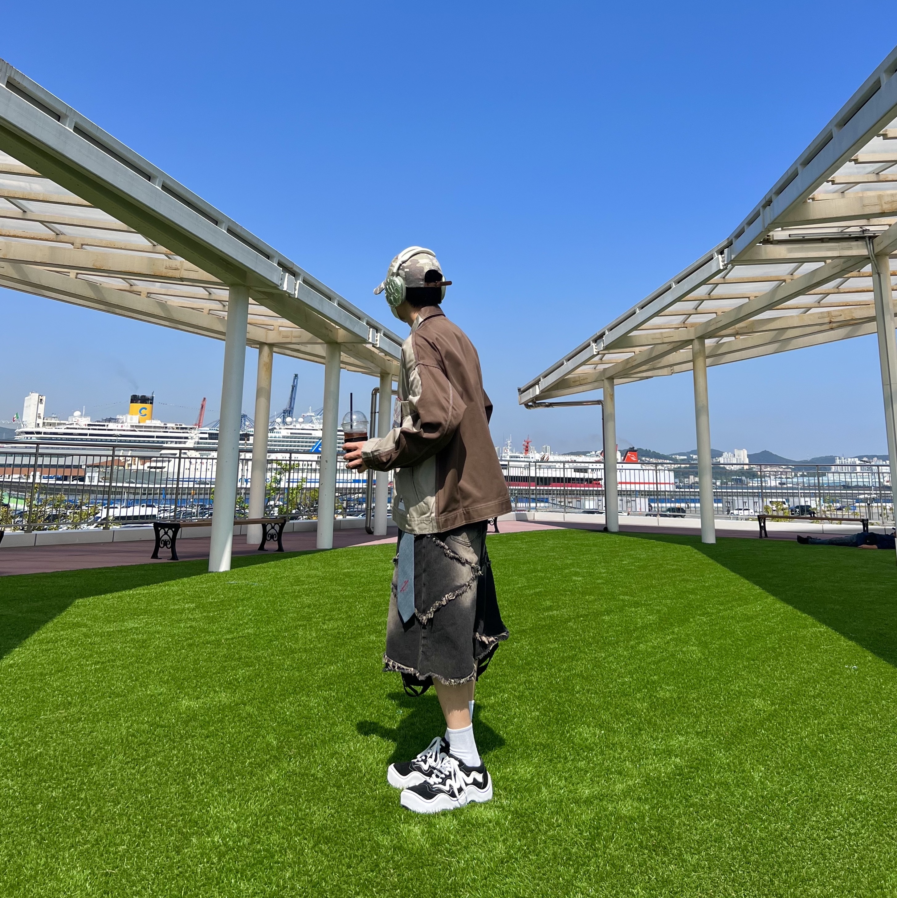 ETCE Ghost Cap Washed Camo, Apple AirPods Max Lightning Green (Korean Ver.) 착용 스타일 - 3