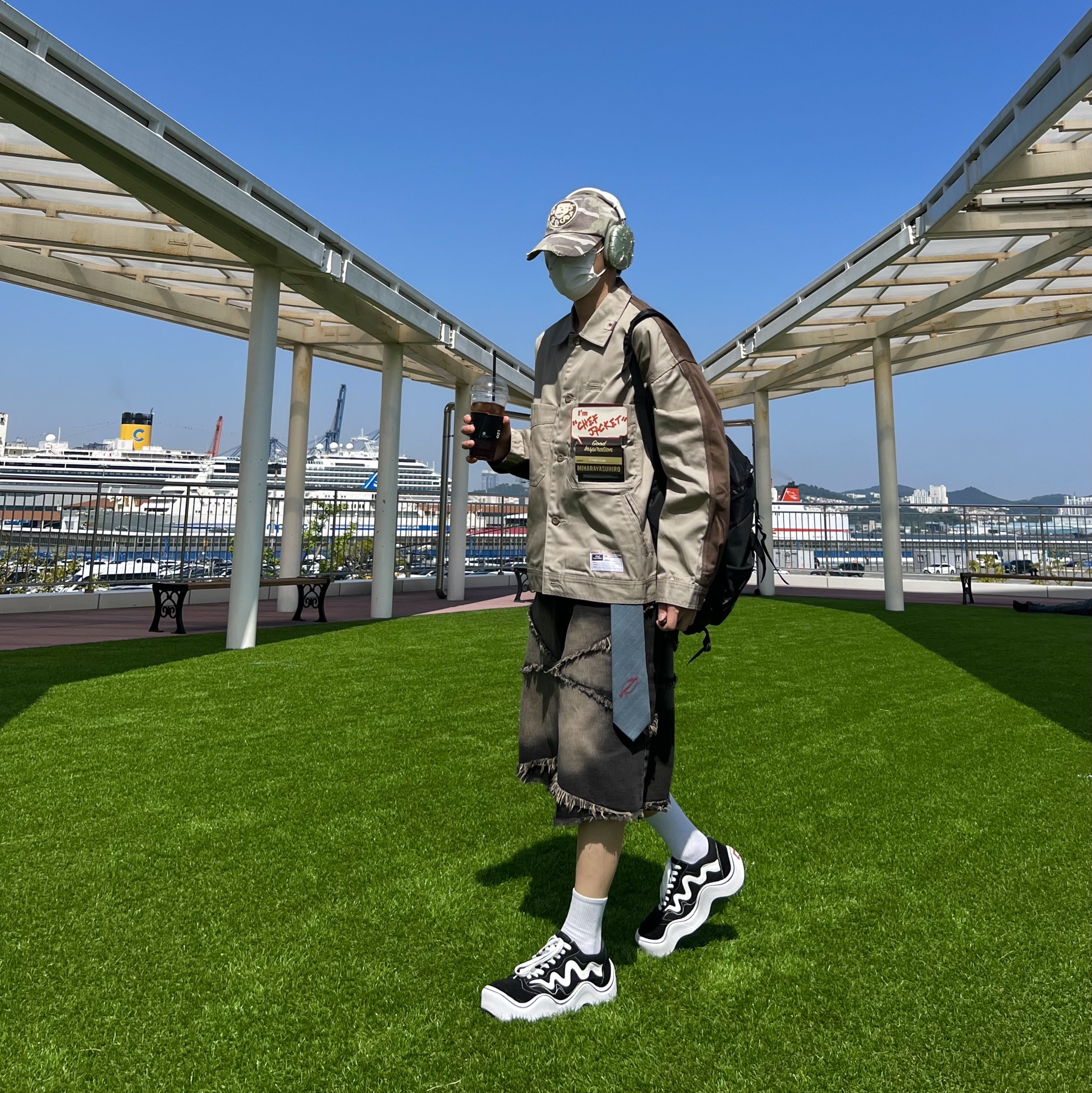 ETCE Ghost Cap Washed Camo, Apple AirPods Max Lightning Green (Korean Ver.) 착용 스타일 - 4