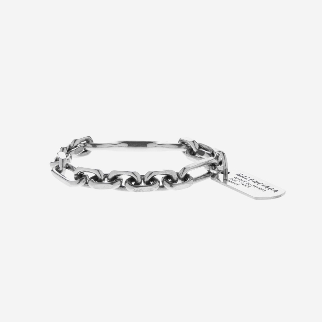 (W) Balenciaga Tags Carabiner Bracelet Antique Silver 상세 이미지 1