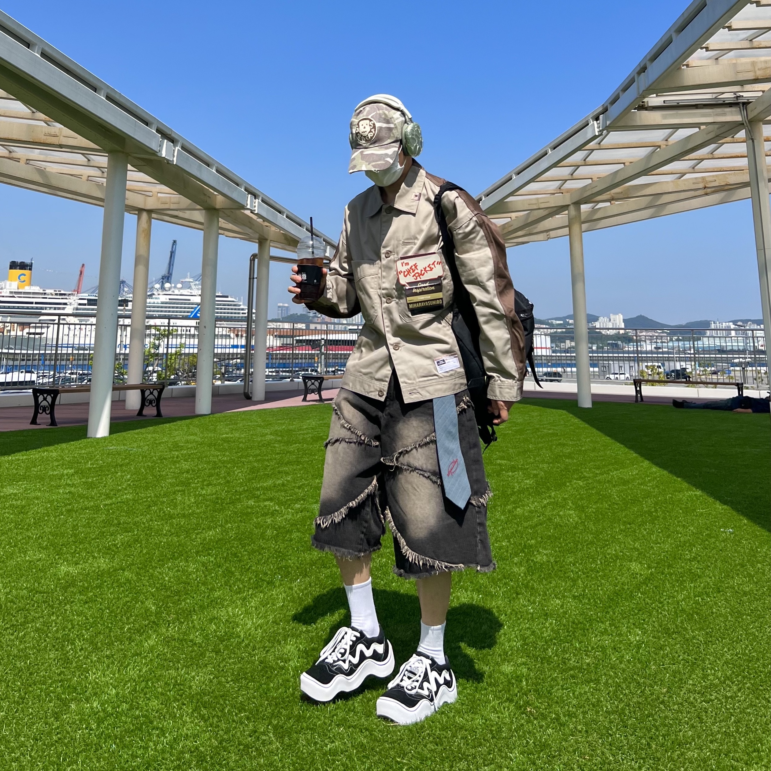 ETCE Ghost Cap Washed Camo, Apple AirPods Max Lightning Green (Korean Ver.) 착용 스타일 - 5