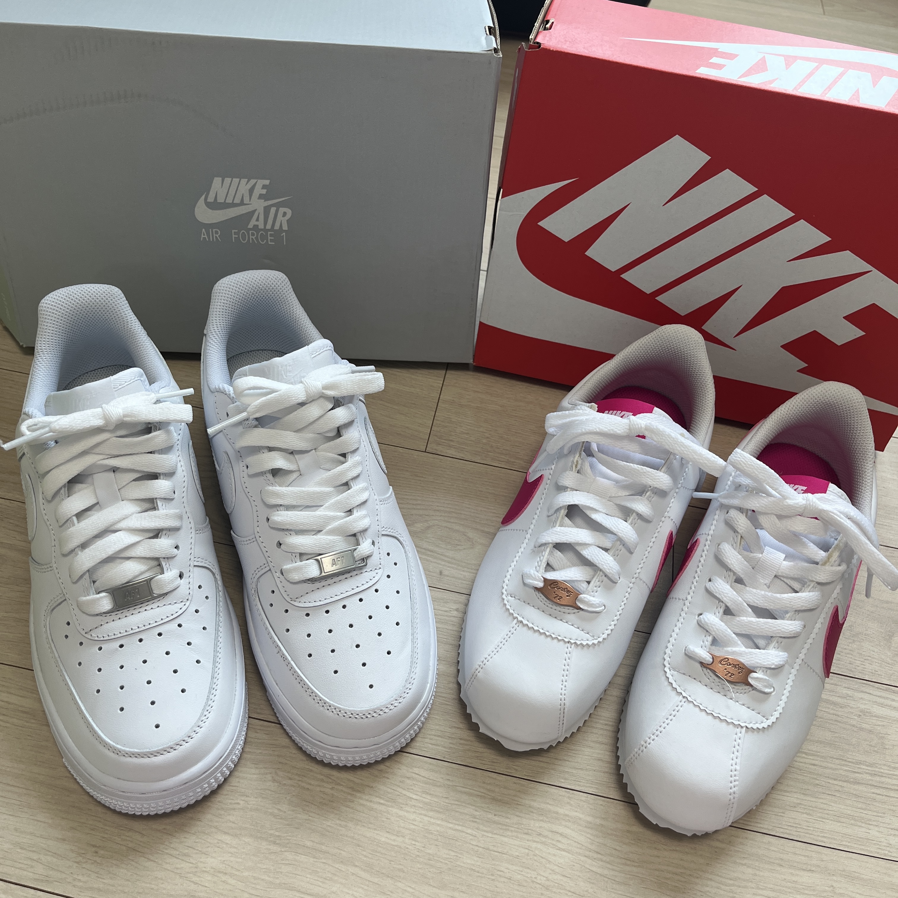 Nike Air Force 1 '07 Low White, (GS) Nike Cortez Basic SL White Pink Prime 착용 스타일 - 10