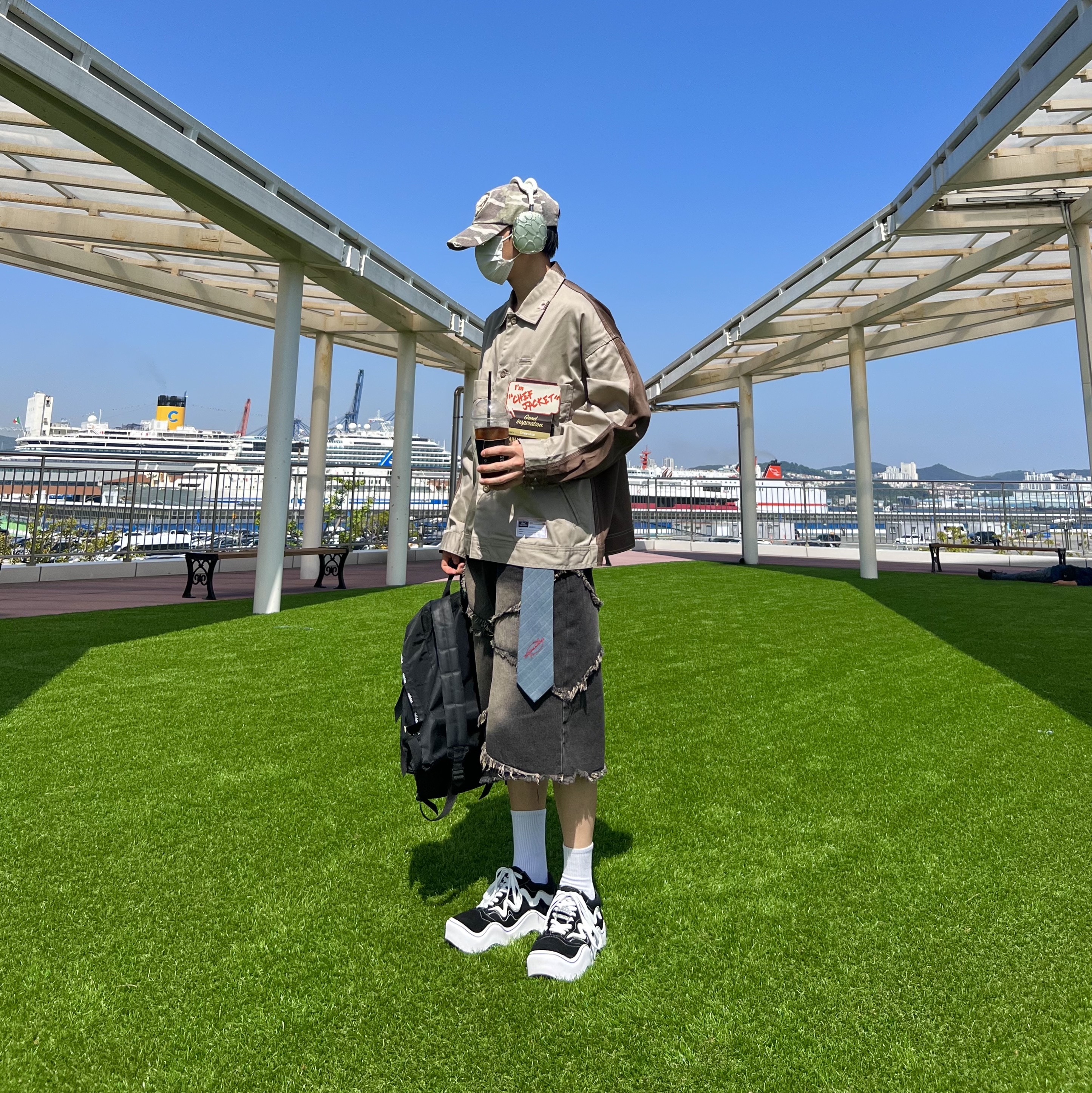 ETCE Ghost Cap Washed Camo, Apple AirPods Max Lightning Green (Korean Ver.) 착용 스타일 - 1