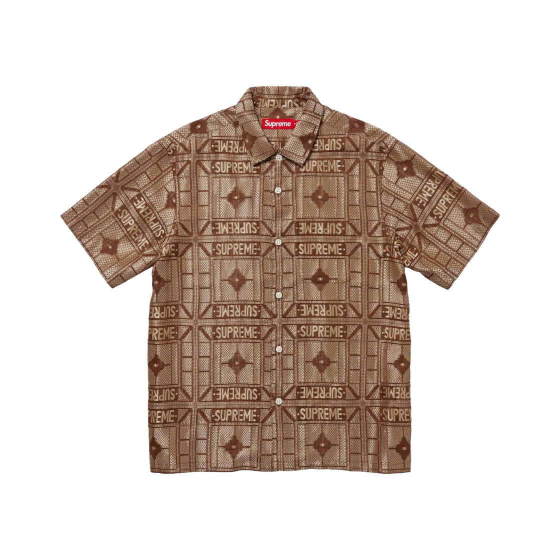 Supreme Tray Jacquard S/S Shirt Tan - 24SS 상세 이미지 1