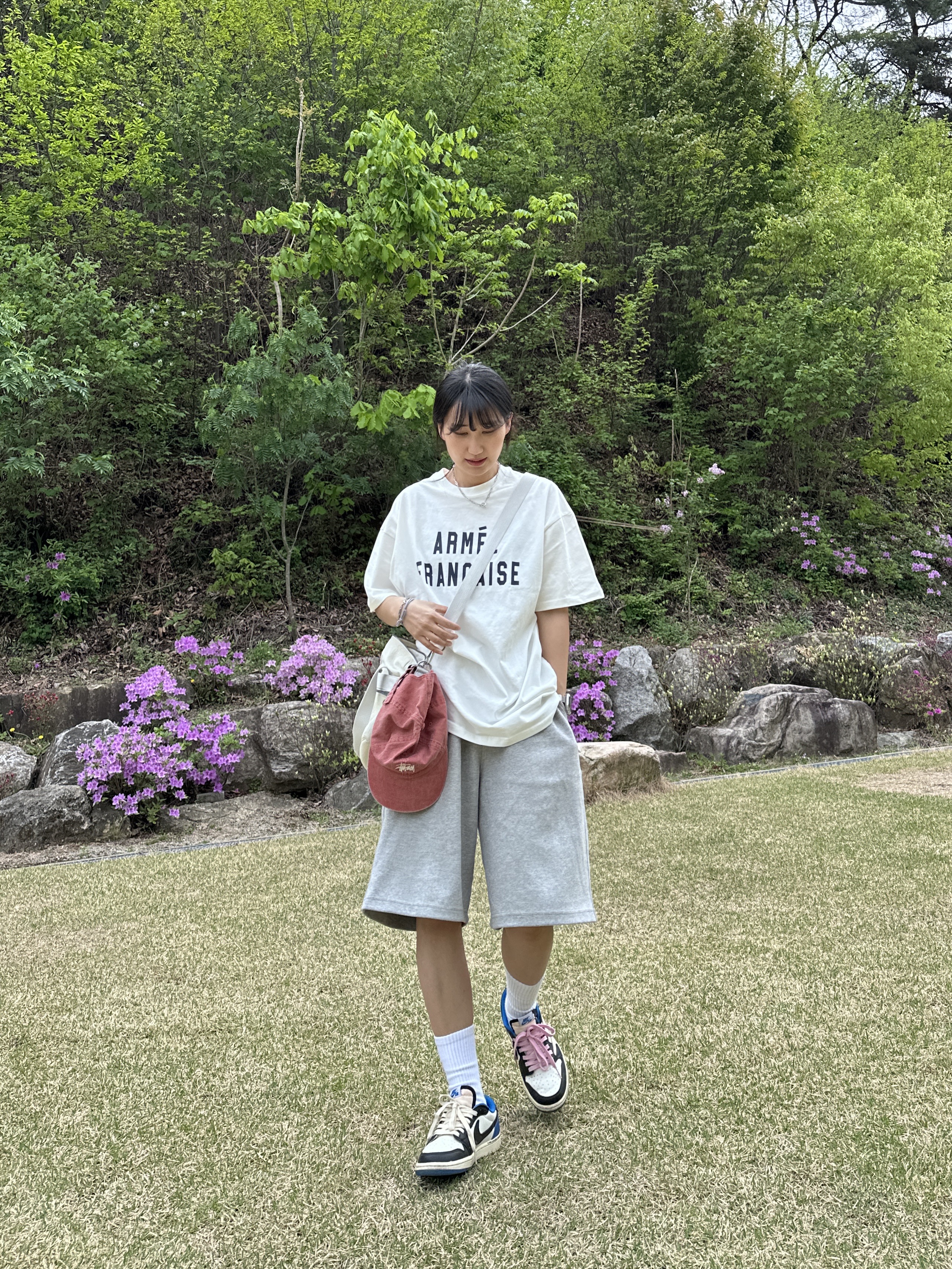 Jordan 1 x Travis Scott x Fragment Retro Low OG SP Military Blue 착용 스타일