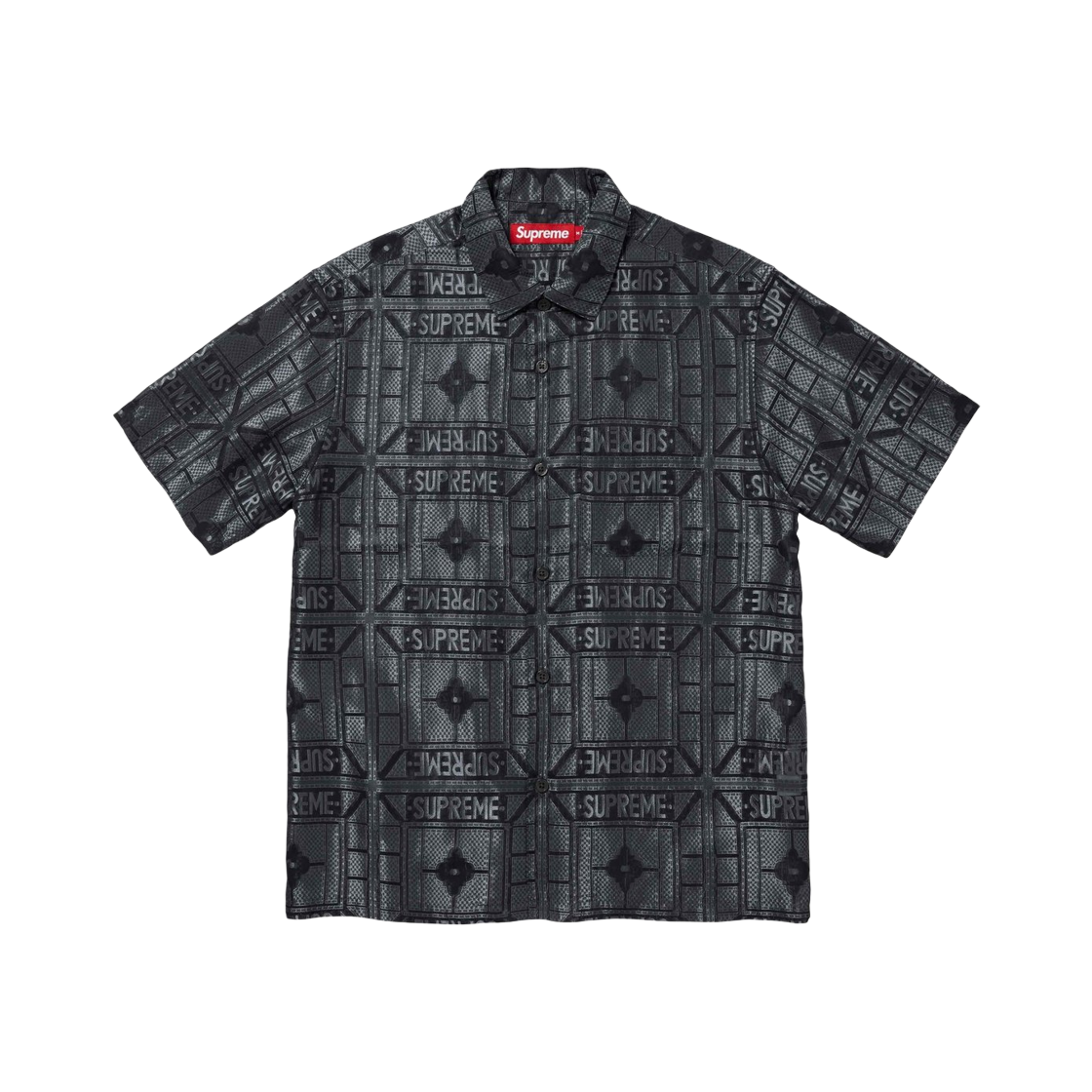 Supreme Tray Jacquard S/S Shirt Black - 24SS 상세 이미지 1