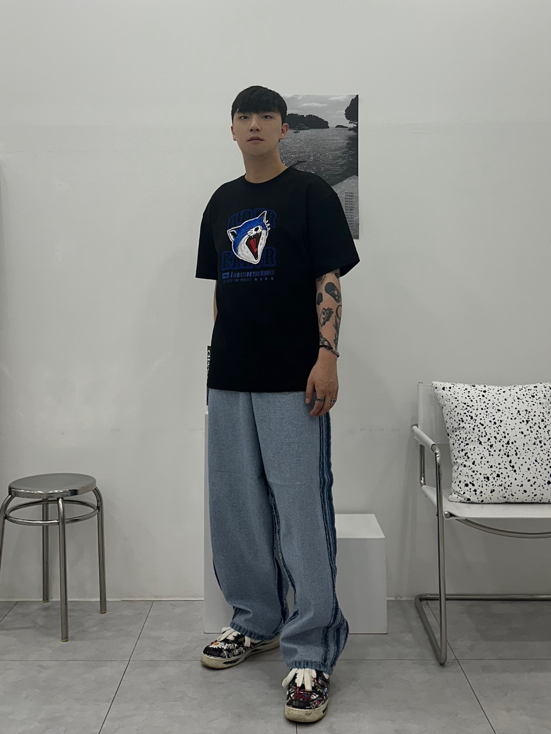 Maison Kitsune x Ader Error Yawn Fox T-Shirt Black, Nike x Peaceminusone Air Force 1 Low Para-Noise 착용 스타일 - 2