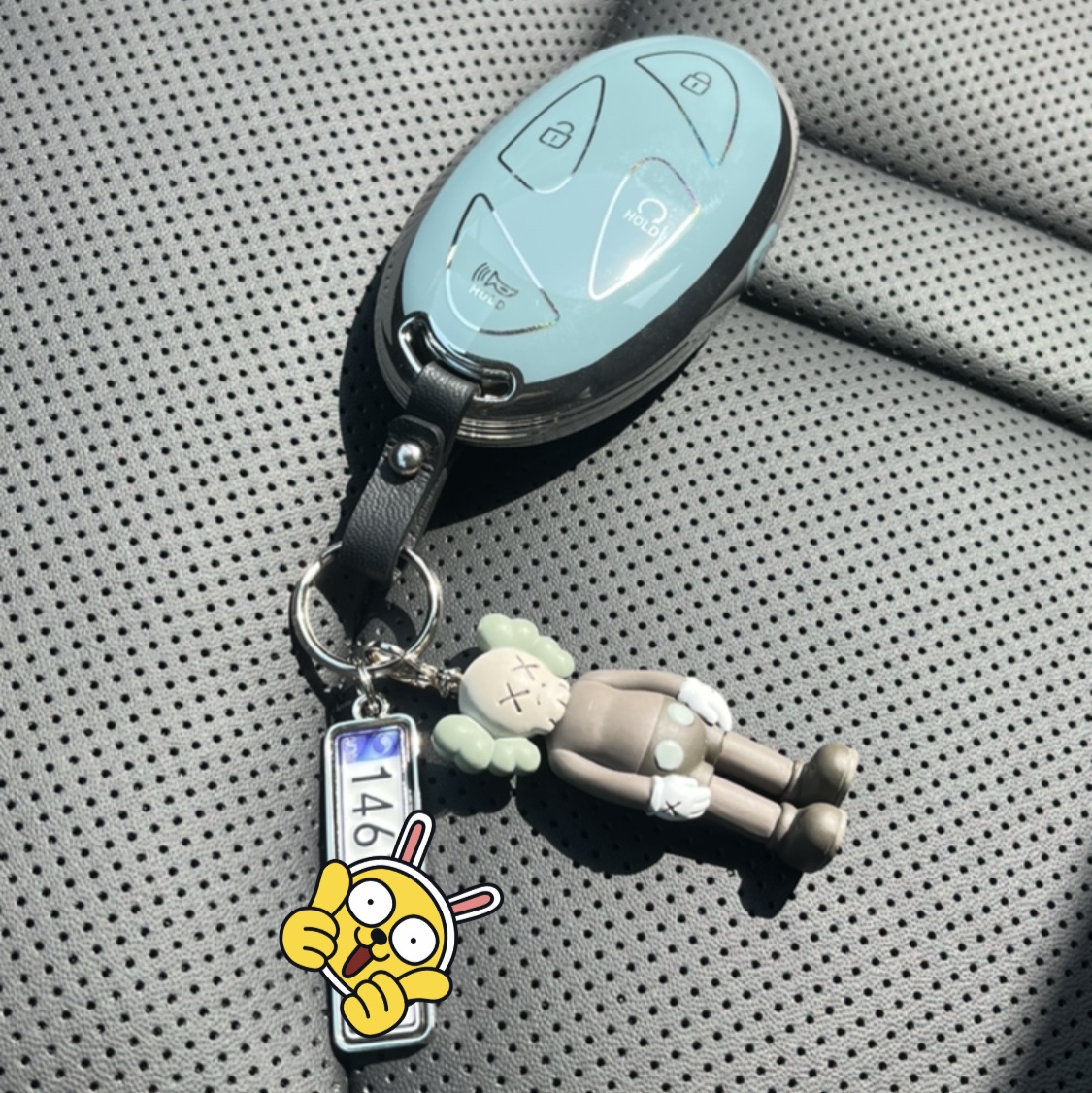Kaws Tokyo First Companion Keychain Brown 착용 스타일
