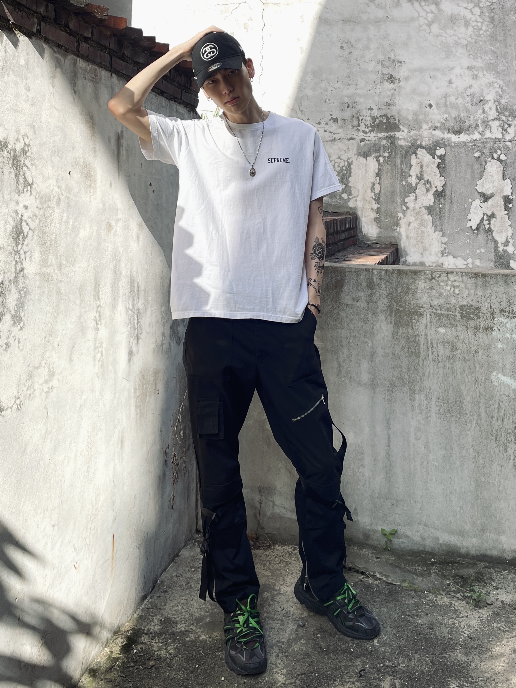 Asics x Andersson Bell Gel-Sonoma 15-50 Black Green, Stussy SS Link 9Twenty Cap Black 착용 스타일 - 3