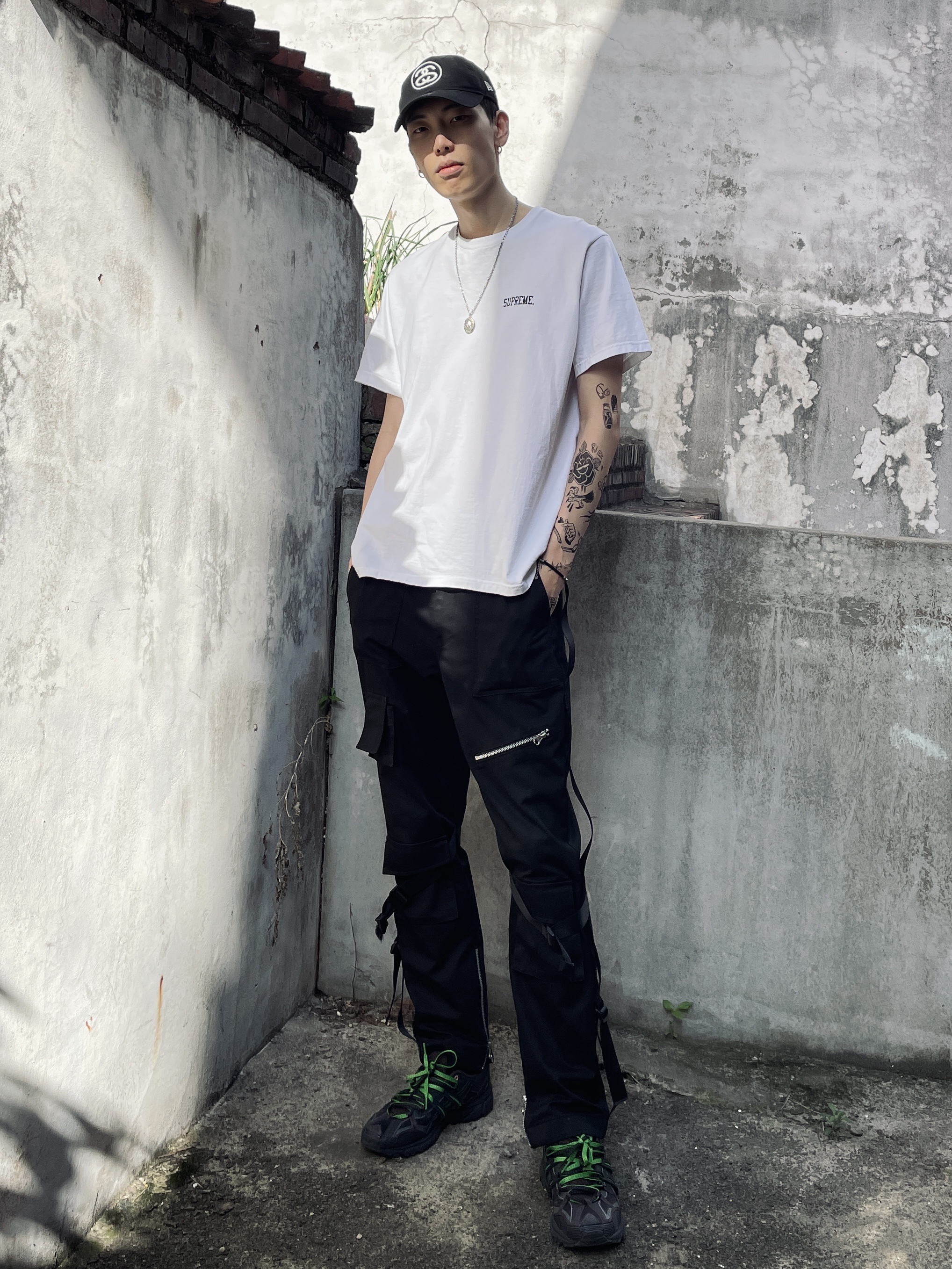 Asics x Andersson Bell Gel-Sonoma 15-50 Black Green, Stussy SS Link 9Twenty Cap Black 착용 스타일 - 6