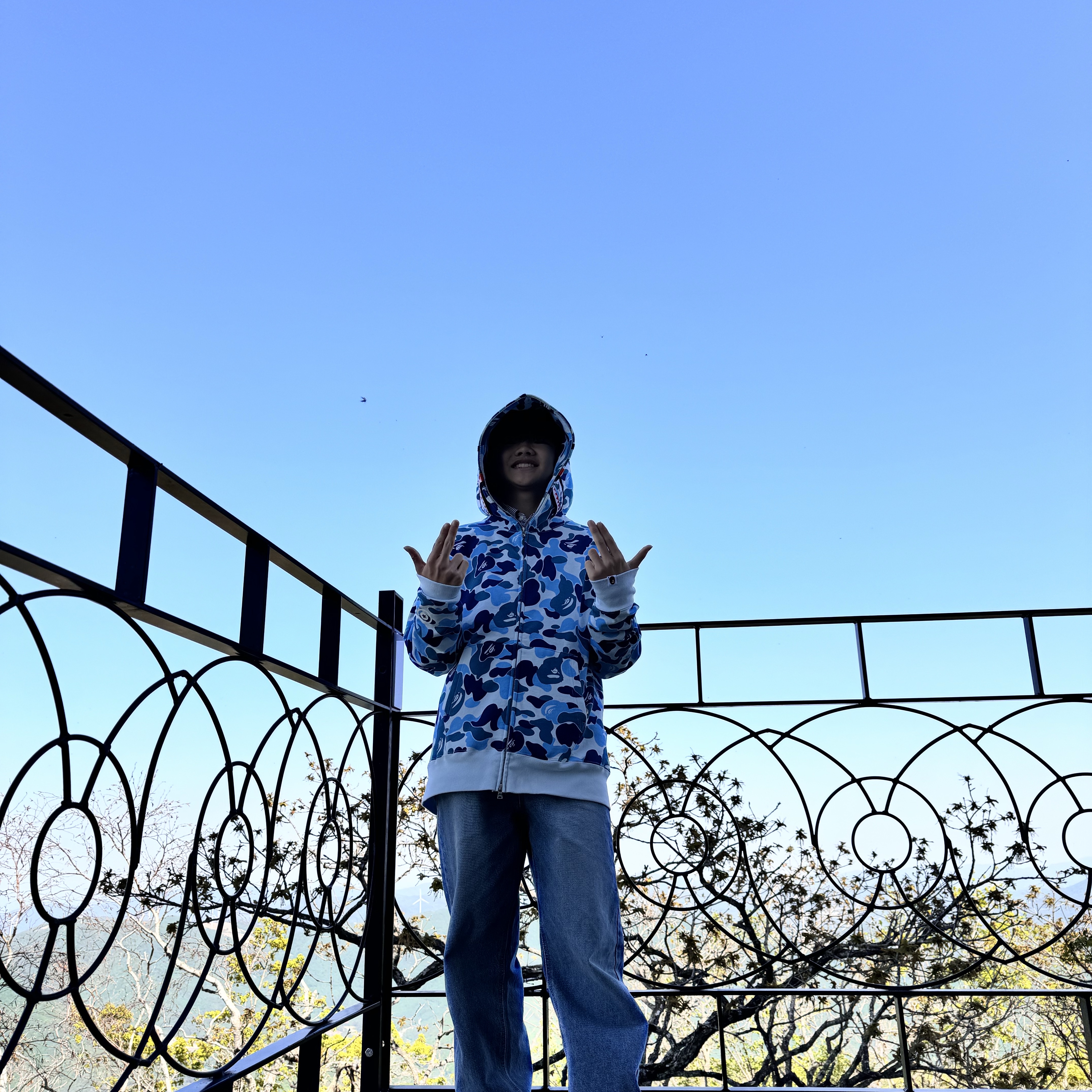BAPE ABC Camo Double Shark Full Zip Hoodie Light Blue, BAPE Baby Milo Metal Keychain Brown 착용 스타일 - 1