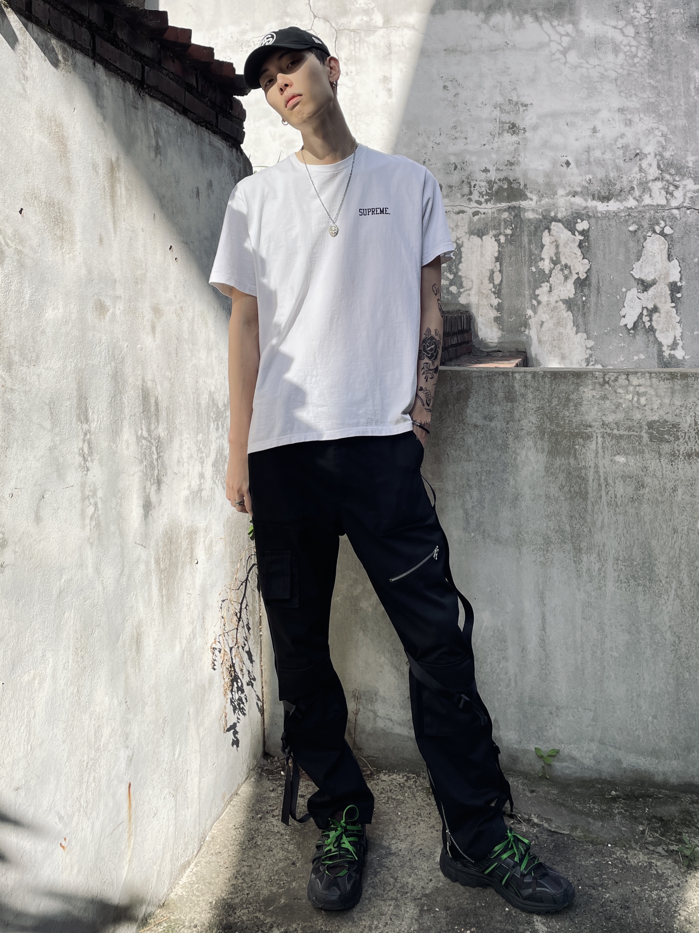 Asics x Andersson Bell Gel-Sonoma 15-50 Black Green, Stussy SS Link 9Twenty Cap Black 착용 스타일 - 1