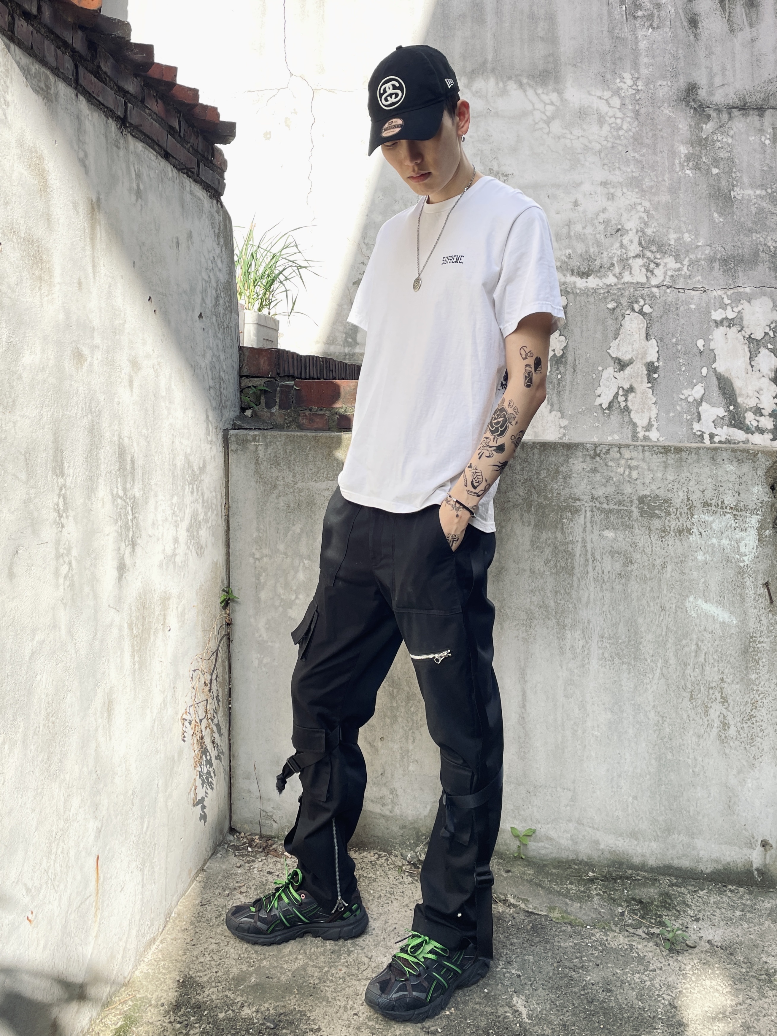 Asics x Andersson Bell Gel-Sonoma 15-50 Black Green, Stussy SS Link 9Twenty Cap Black 착용 스타일 - 4