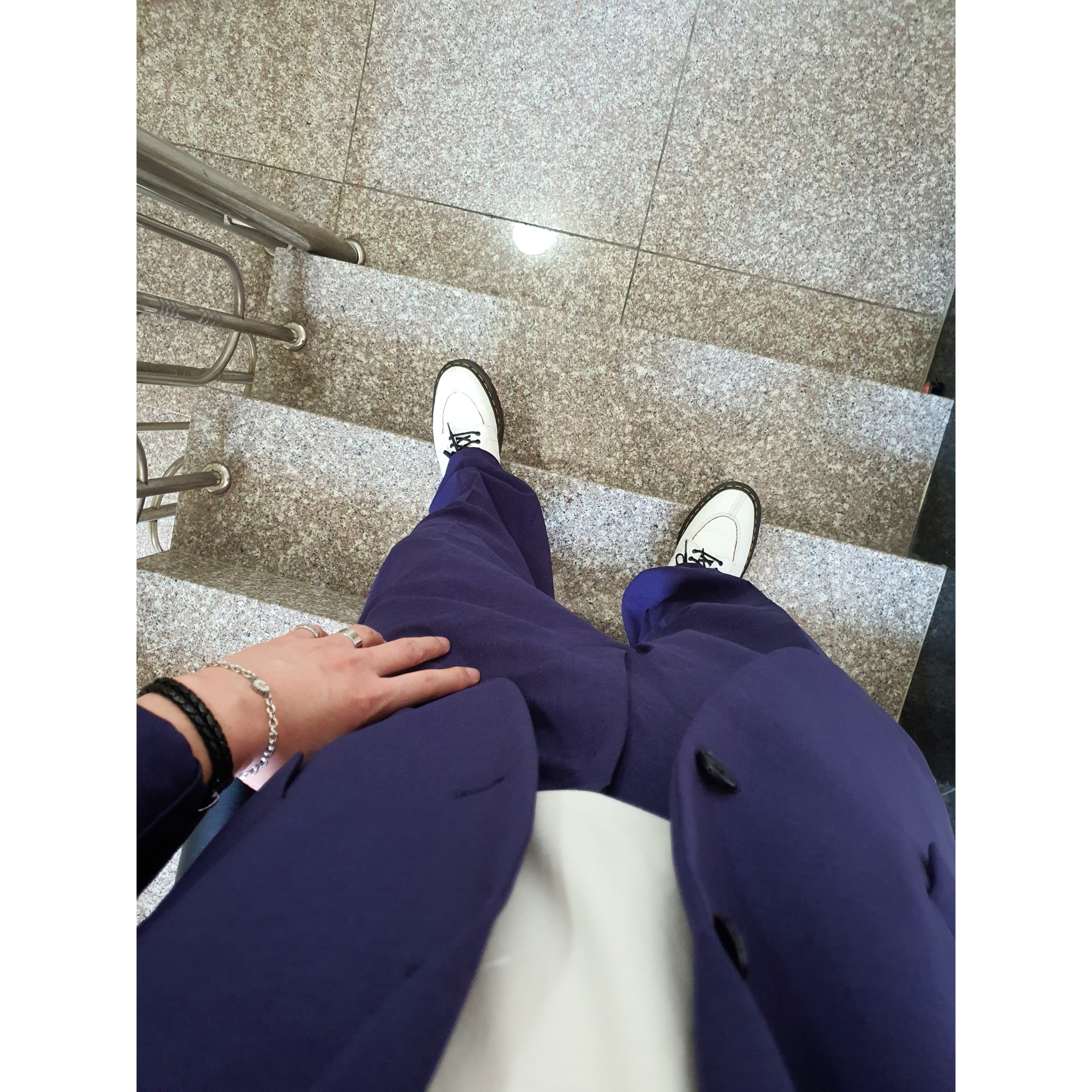 Uniqlo x Marni Tailored Jacket Blue - KR, Uniqlo x Marni Wide Fit Pleated Trousers Blue - KR 착용 스타일 - 2