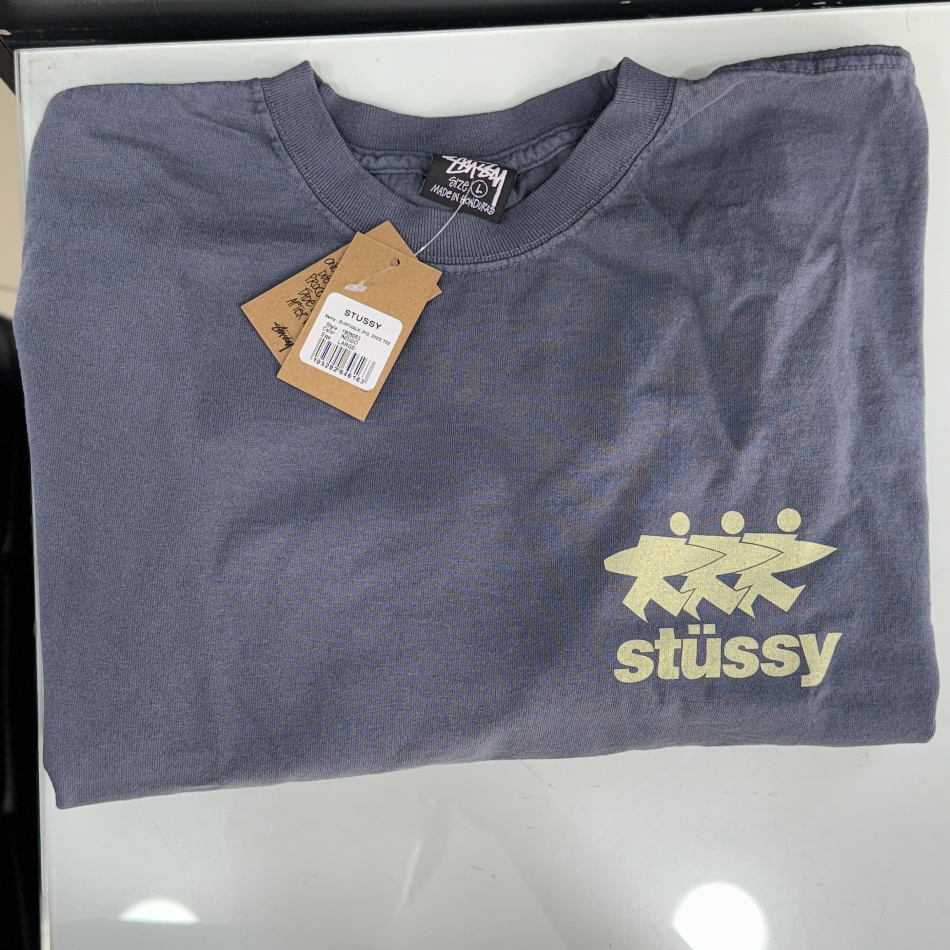 Stussy Surfwalk Pigment Dyed T-Shirt Indigo 착용 스타일 - 2